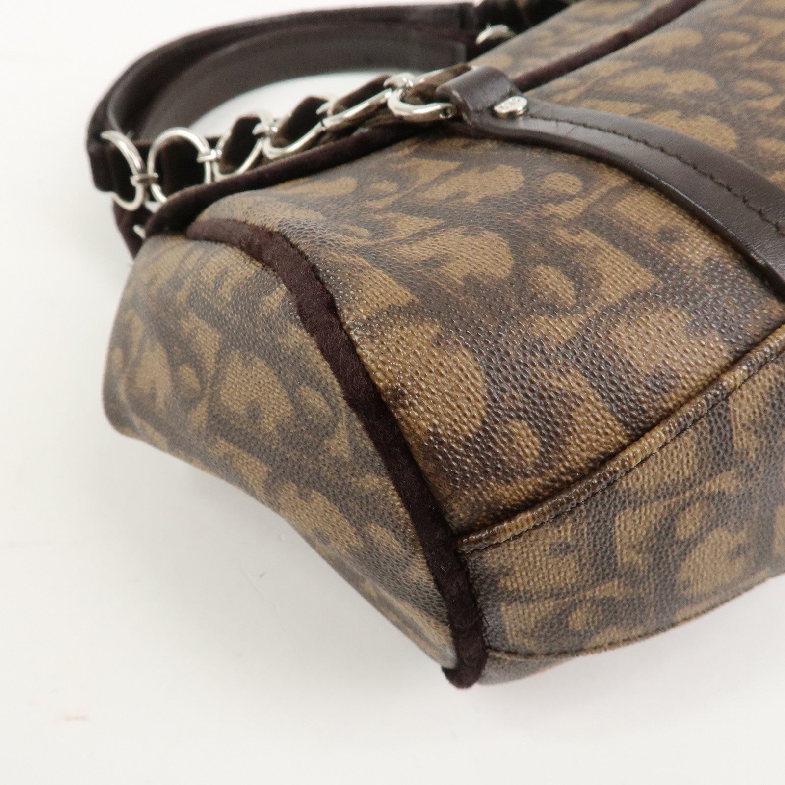 Christian Dior Trotter Romantic PVC Suede Hand Bag Brown