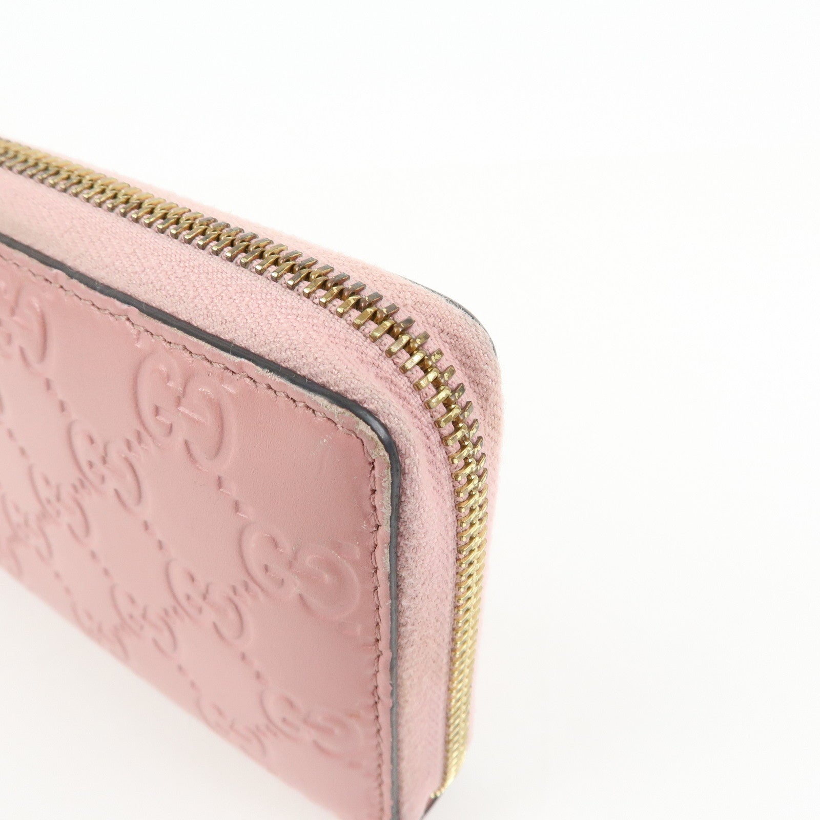 GUCCI Guccissima Leather Round Zippy Long Wallet Pink 410102