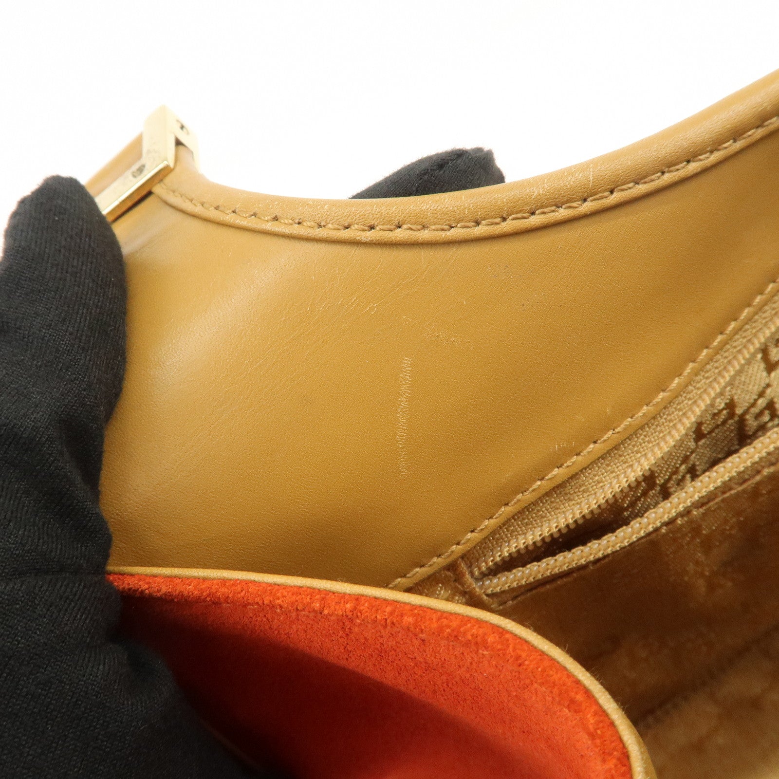 GUCCI Jackie Suede Leather Shoulder Bag Hand Bag Orange 002.1068