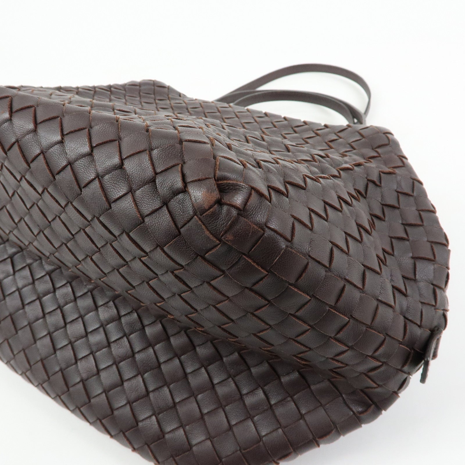 BOTTEGA VENETA Intrecciato Leather Shoulder Bag Brown 255693
