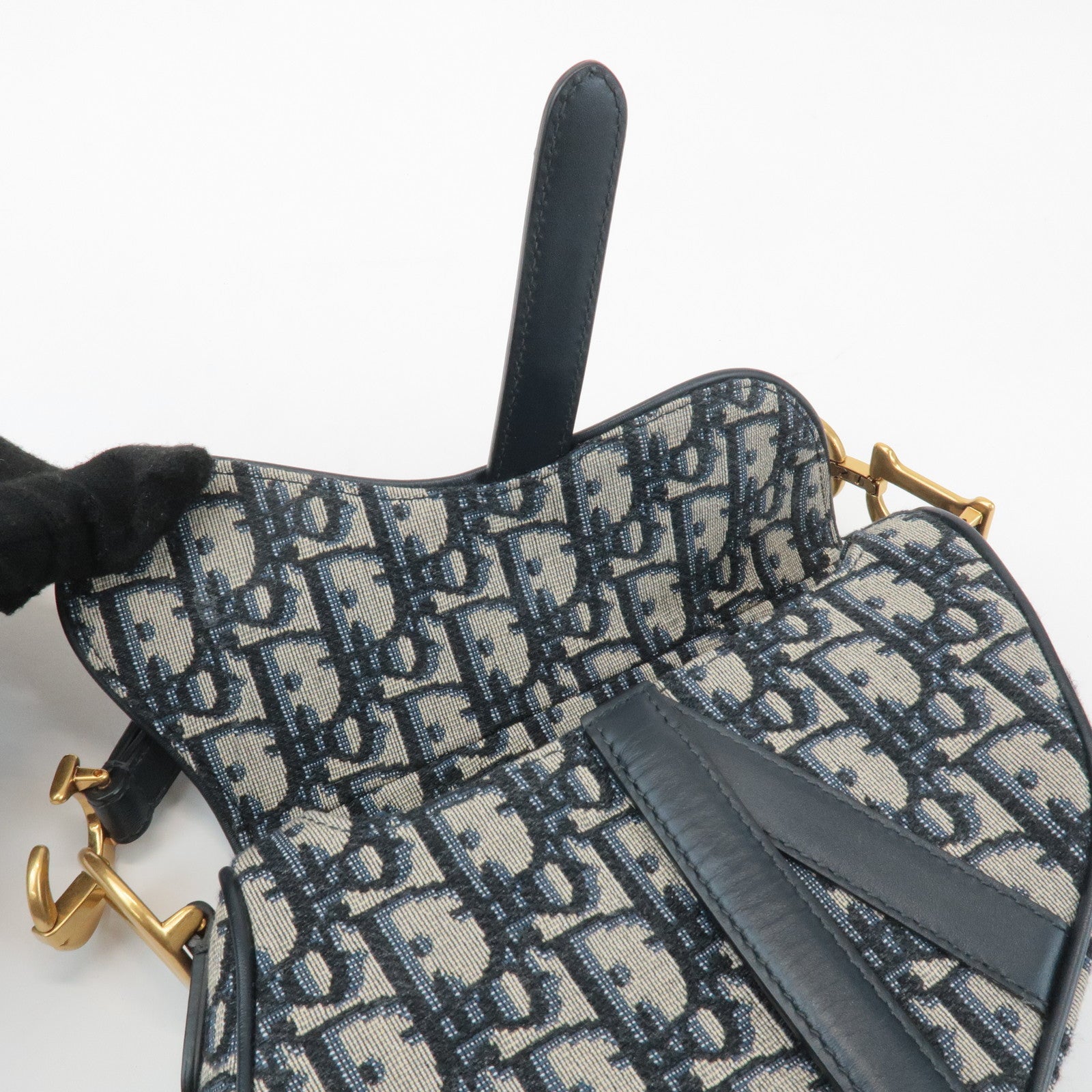 Christian Dior Trotter Jacquard Leather Saddle Mini Shoulder Bag