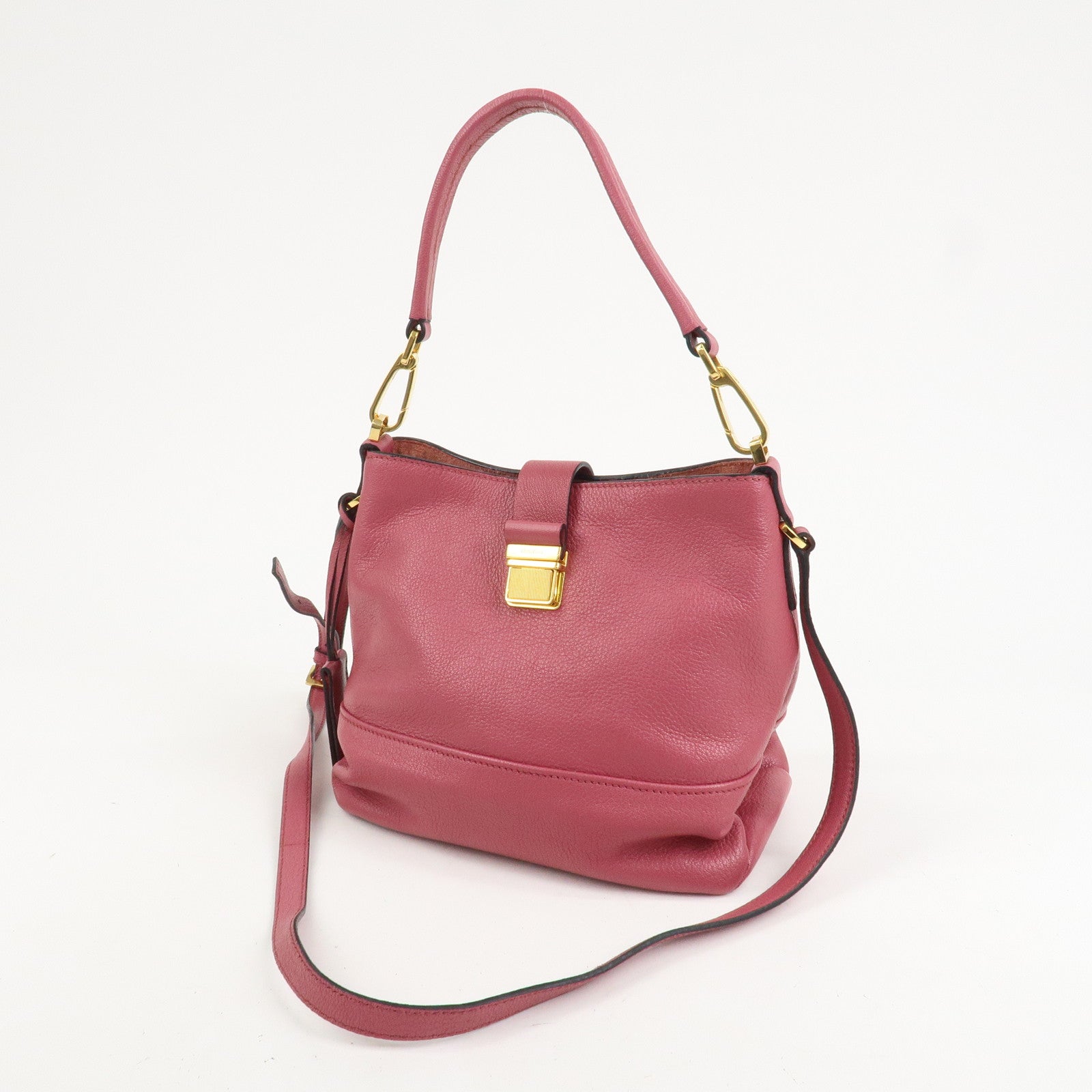 MIU MIU Madras 2Way Bag Hand Bag Shoulder Bag Pink RR1951