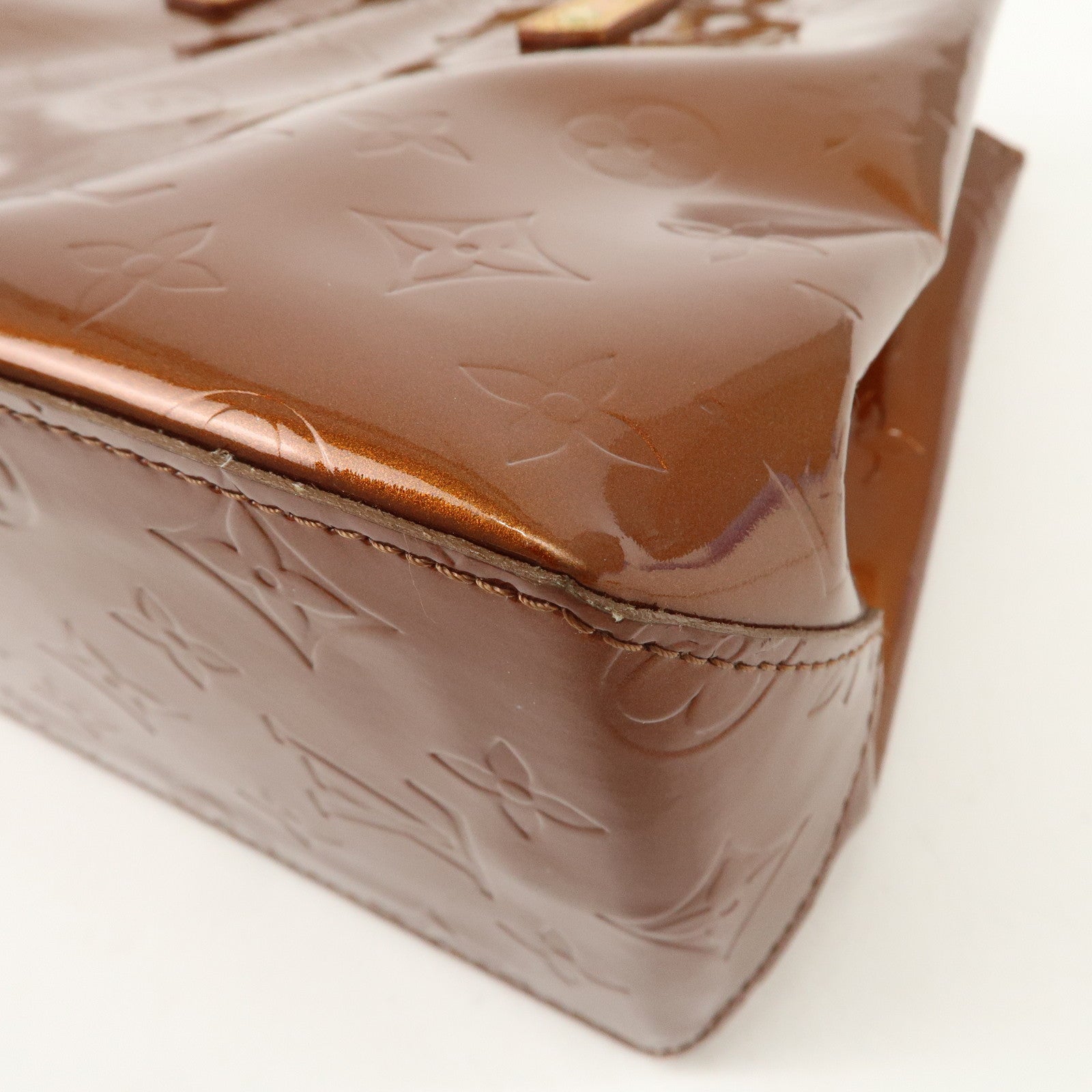 Louis Vuitton Monogram Vernis Lead PM Hand Bag Bronze M91146 Used