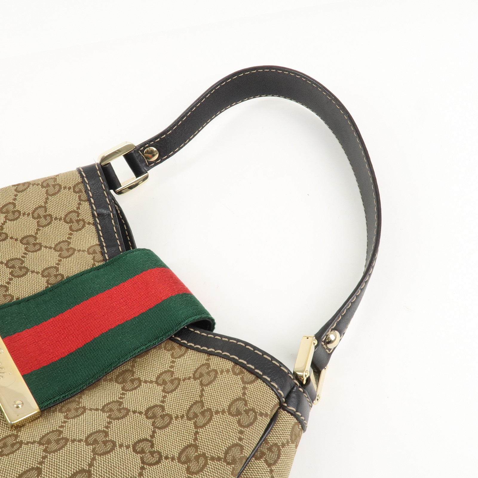 GUCCI Sherry Line GG Canvas Leather Shoulder Bag Beige 233608 Used