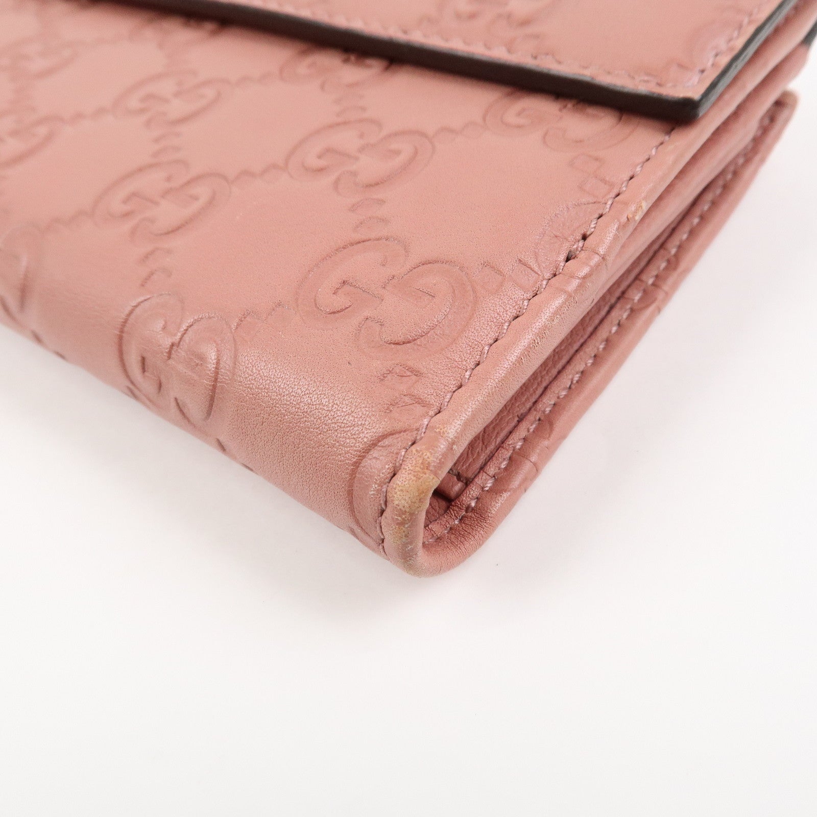 GUCCI Guccissima Lovely Heart Leather Long Wallet Pink 203550