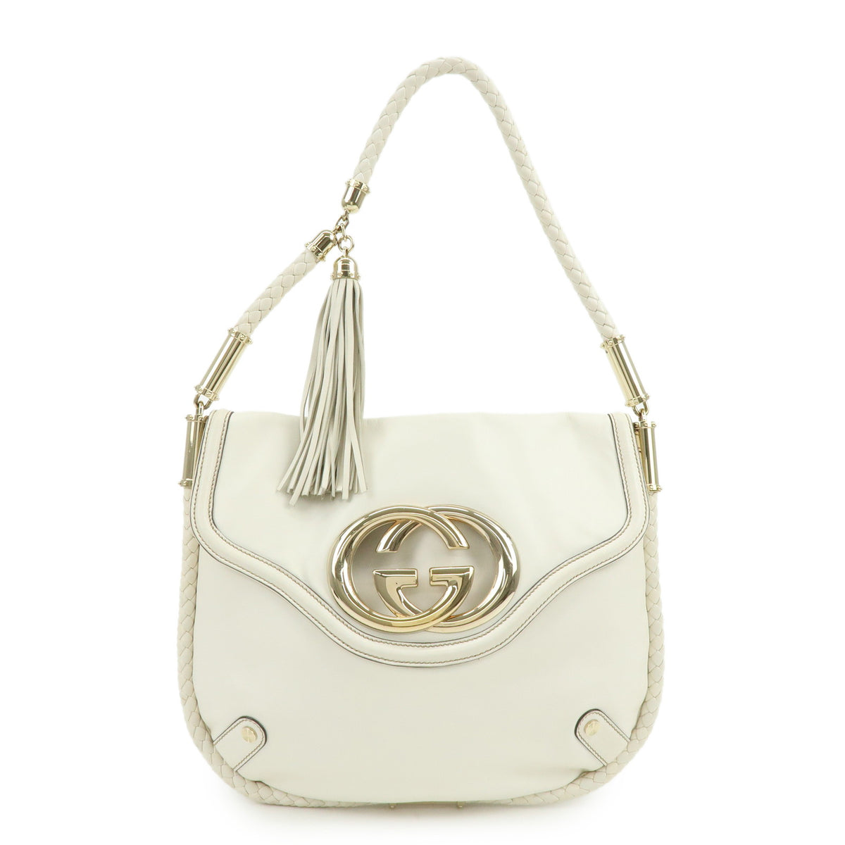 GUCCI Interlocking G Leather Shoulder Bag Ivory 167732