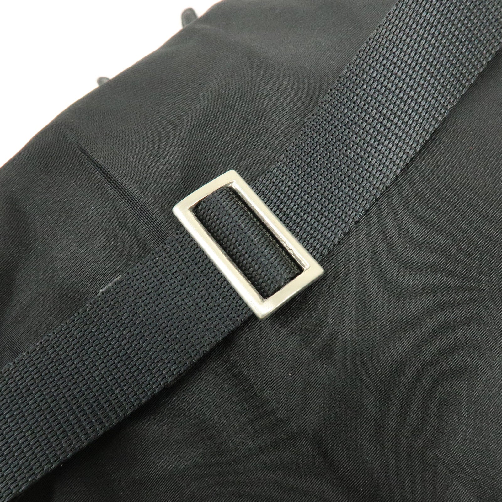 PRADA Logo Nylon Leather Back Pack Ruck Sack NERO Black 1BZ677