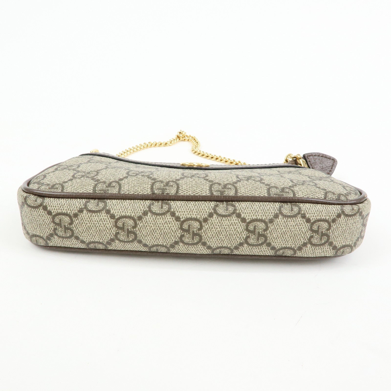 GUCCI Ophidia GG Supreme Leather Chain Pouch Hand Bag Brown 764960