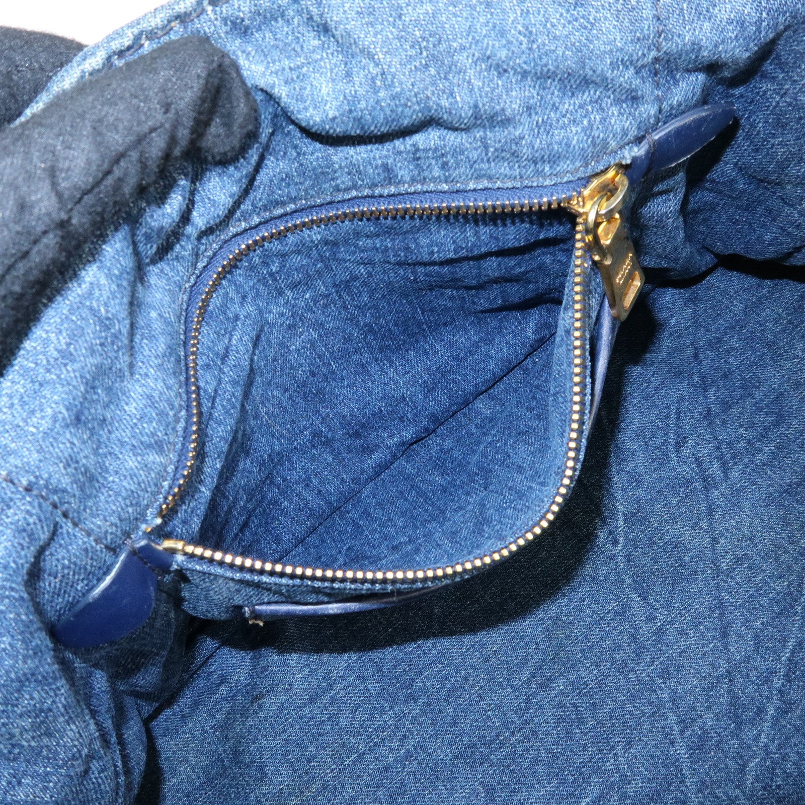 PRADA Logo Canapa Canvas Denim Tote Bag Hand Bag Blue B1877B