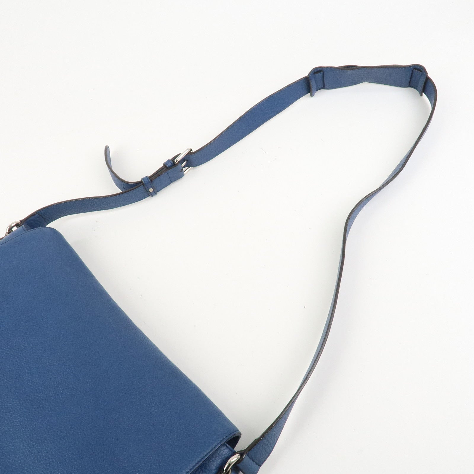 GUCCI Interlocking G Leather Shoulder Bag Crossbody Bag Blue 322056