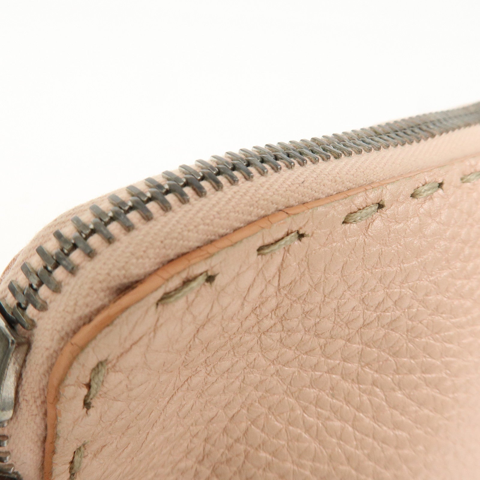 FENDI Set Of 2 Leather Zucchino Canvas Pouch Pink 8N0036 7N0038