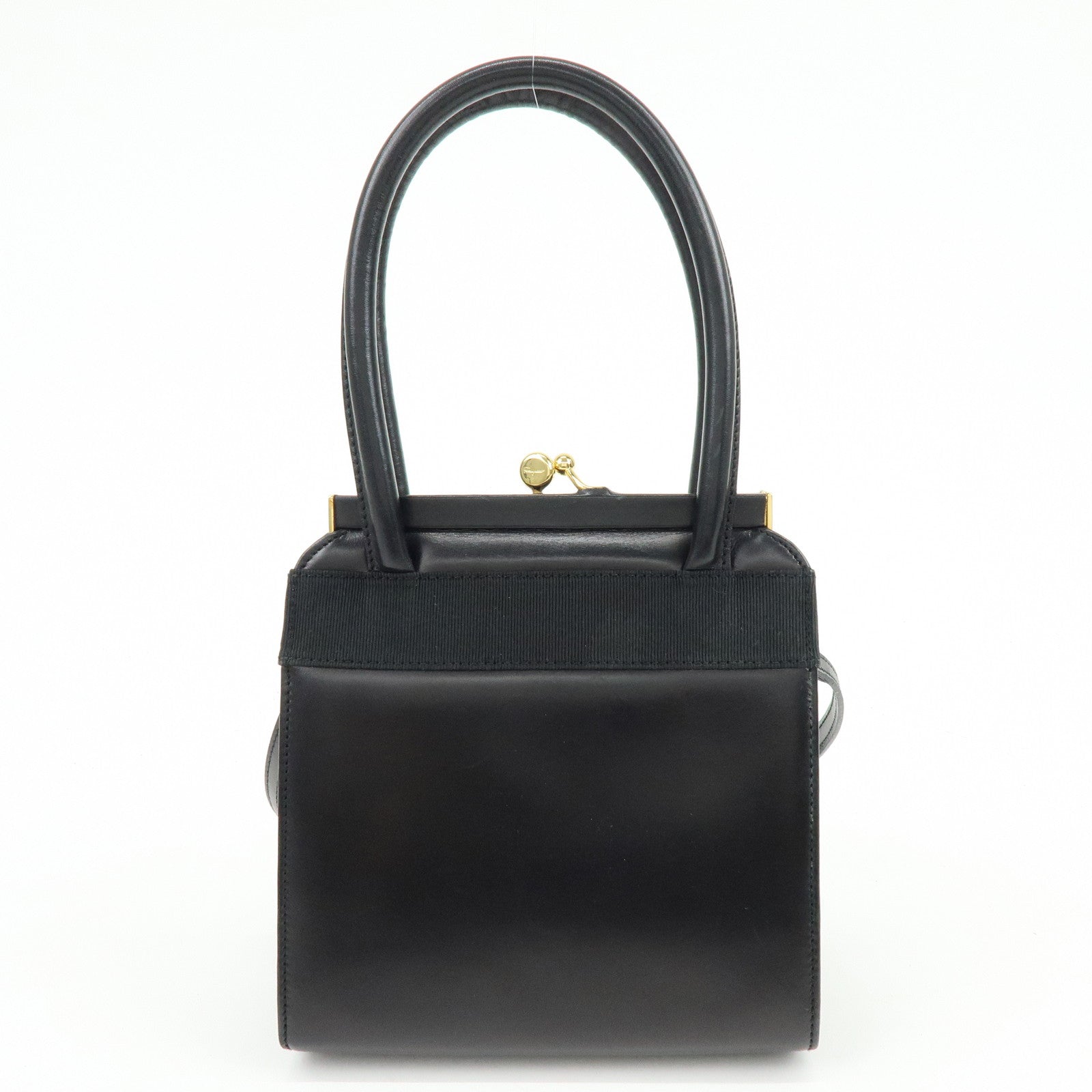 Ferragamo Vara Ribbon Leather 2Way Bag Hand Bag Black