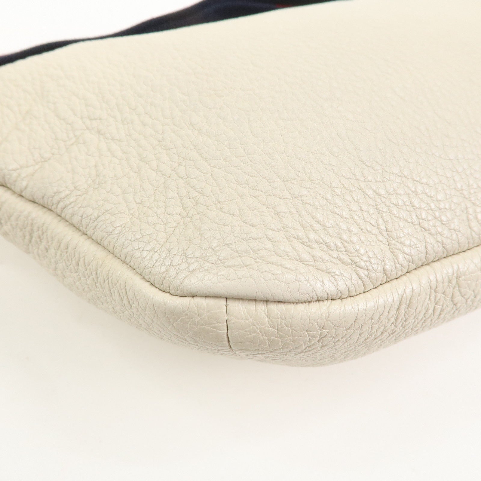 GUCCI Sherry Leather Canvas Waist Bag Ivory 493869