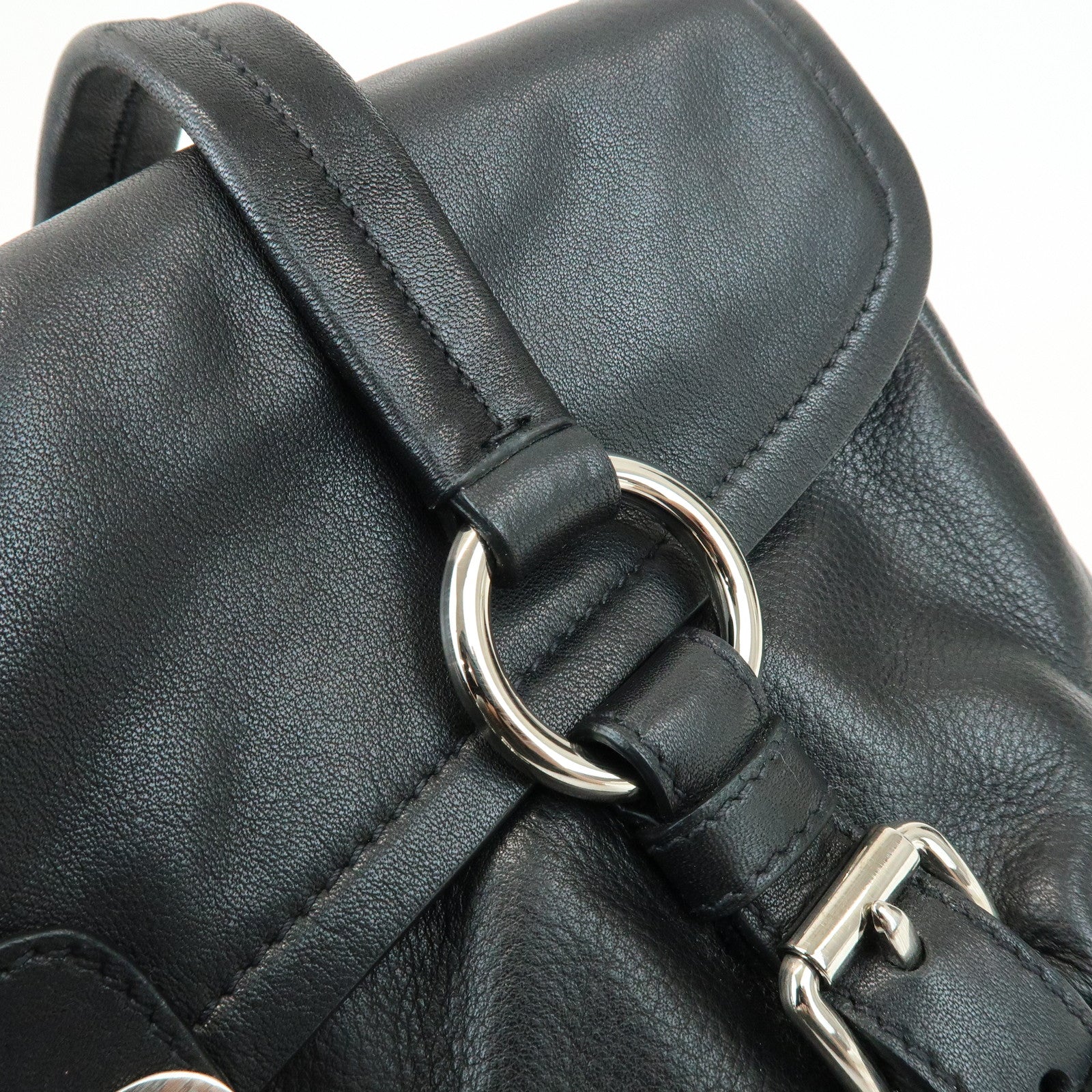 PRADA Calf Leather Shoulder Bag Black BR4479