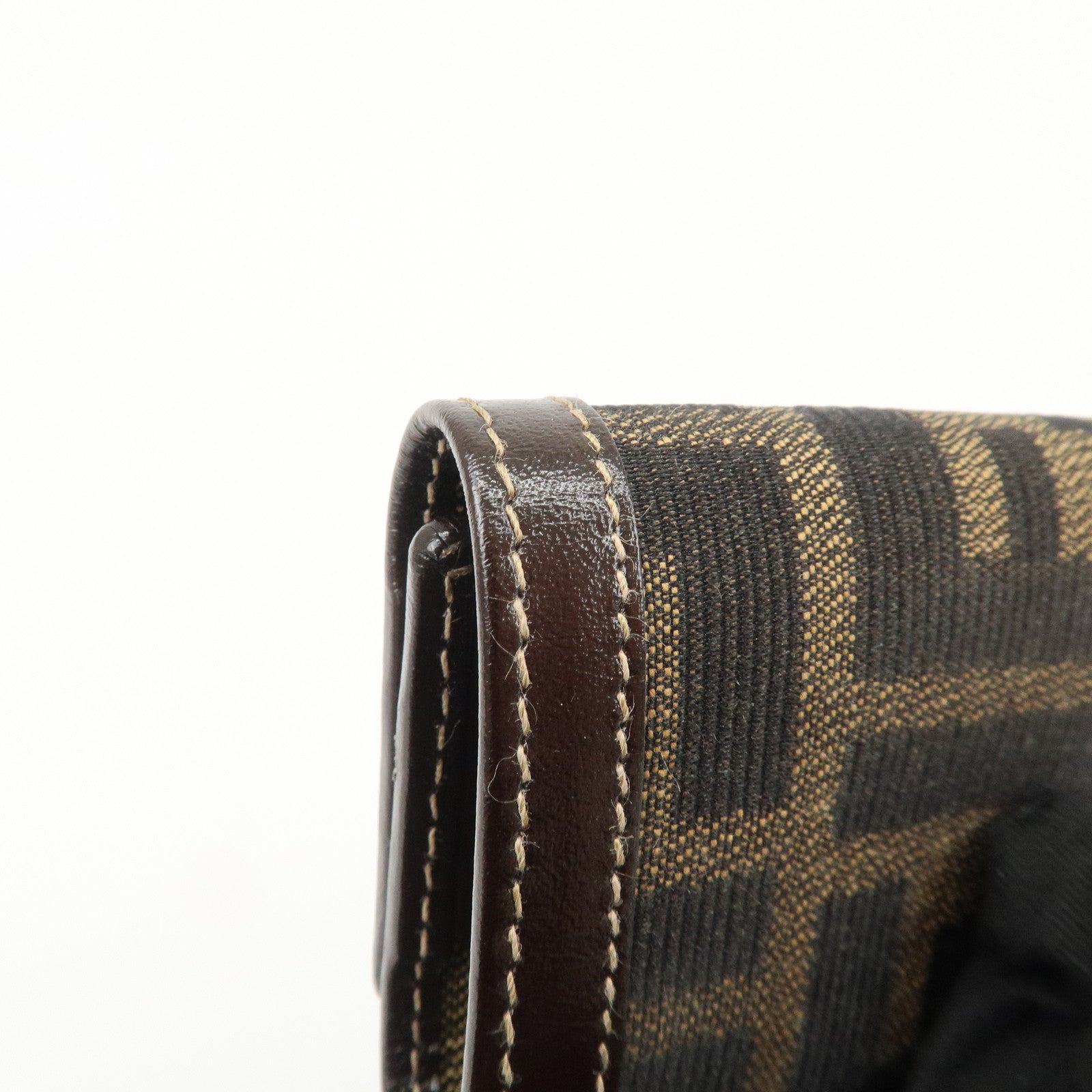 FENDI Zucca Canvas Leather 6 Ring Key Case Brown Black 10163