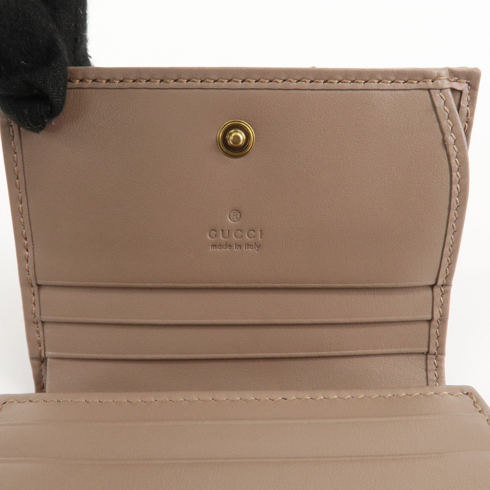 GUCCI Marmont Leather Bi-fold Small Wallet Taupe 466492 Used