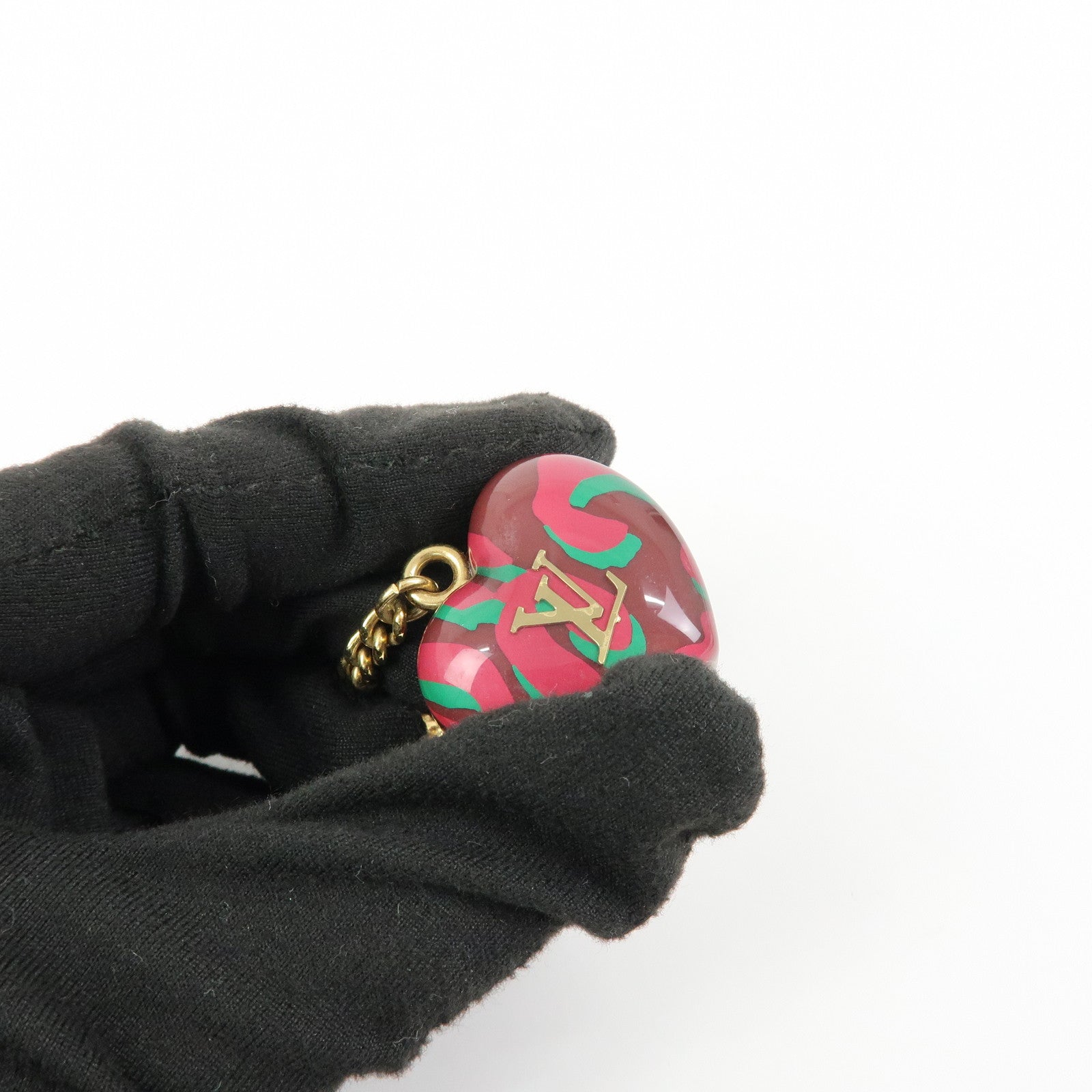 Louis Vuitton Porte Cles Leopard Metal Key Charm Rouge Fauviste