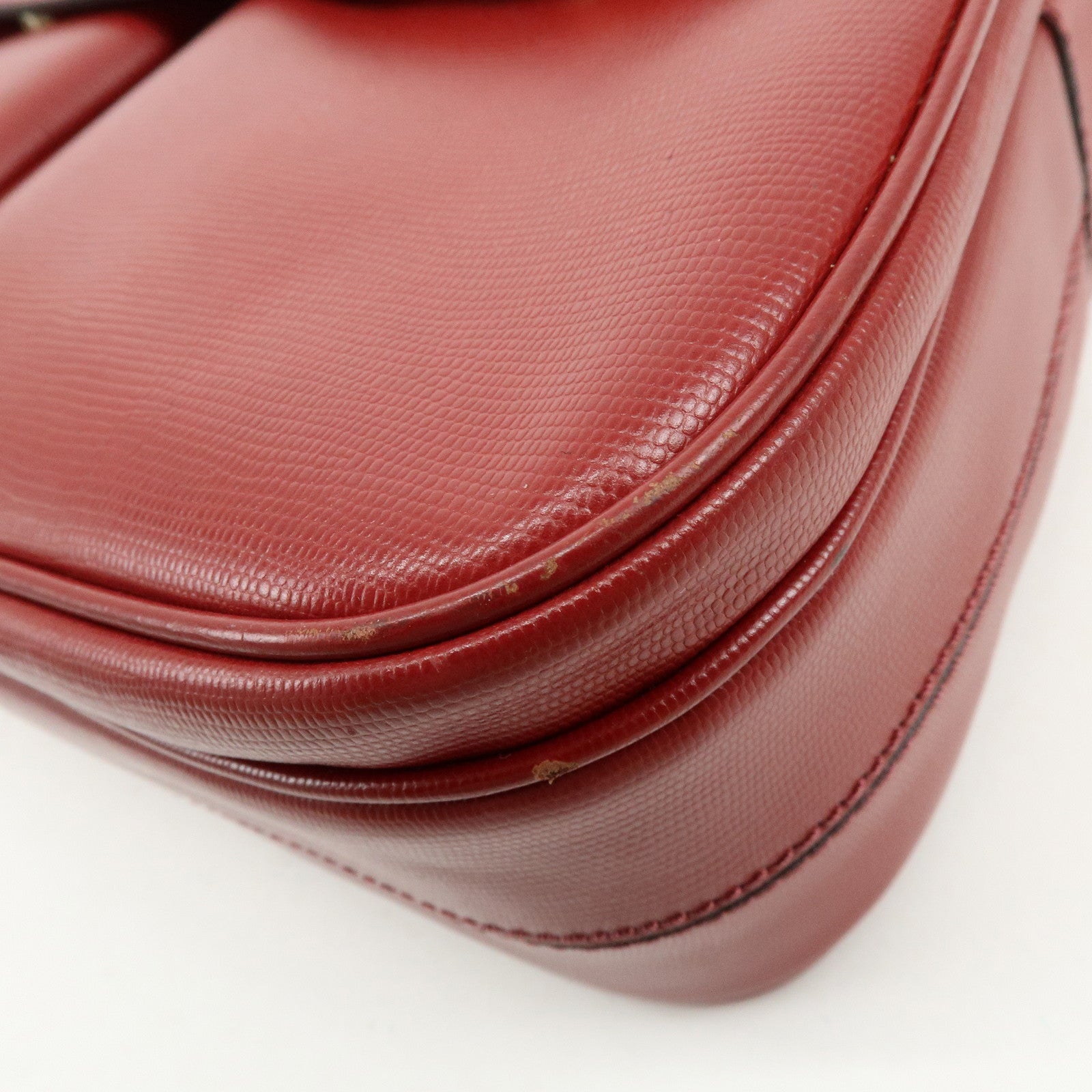 CELINE Leather 2WAY Bag Shoulder Bag Hand Bag Red