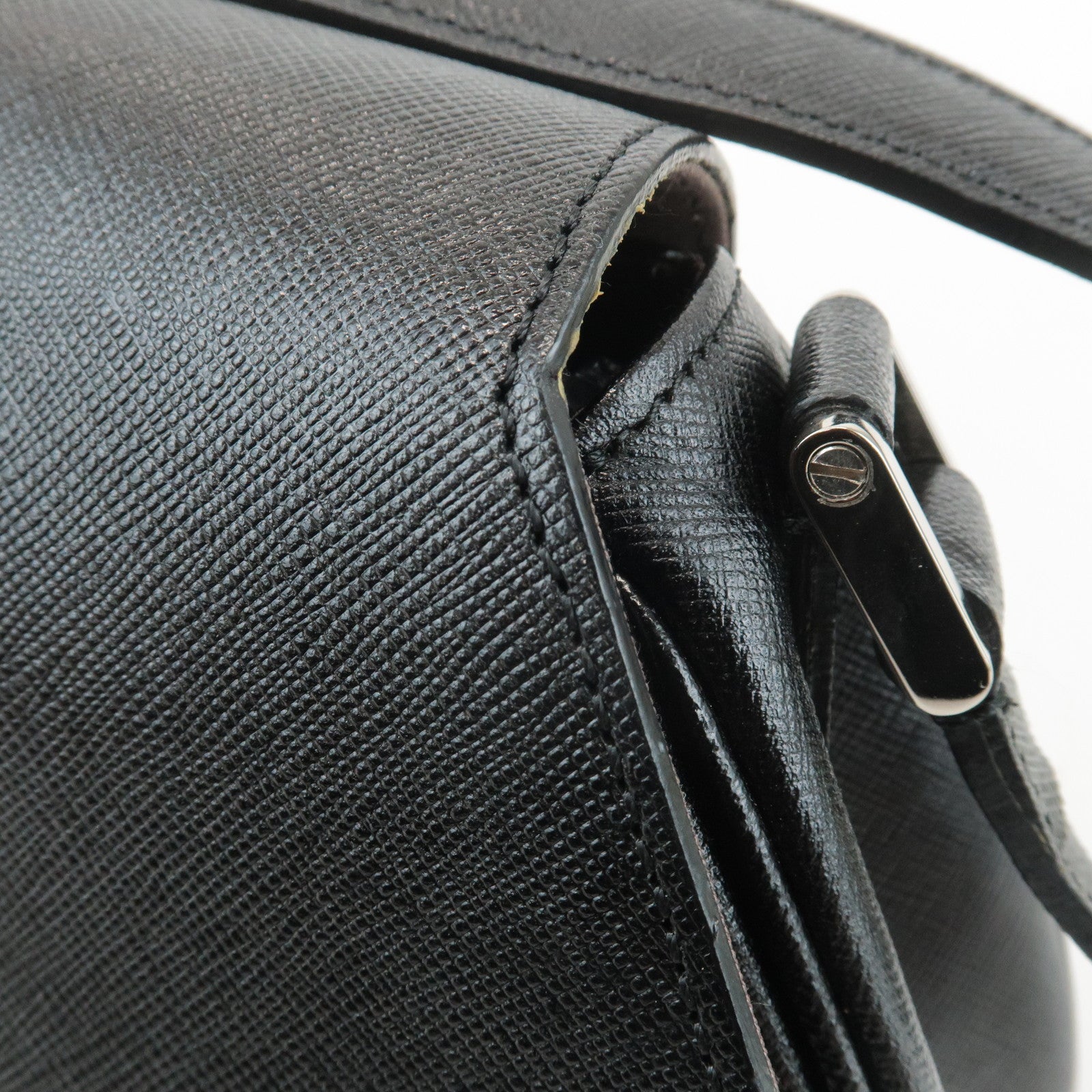 BURBERRY Leather Shoulder Bag Hand Bag Black Silver Hardware Used