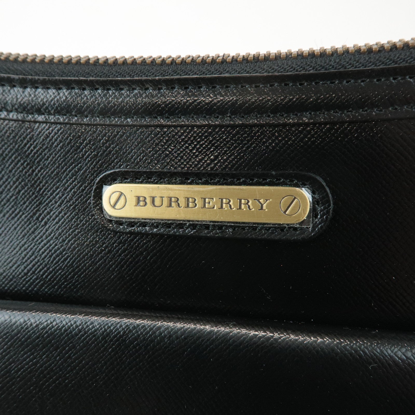 BURBERRY Leather Shoulder Bag Hand Bag Black Gold Hardware Used