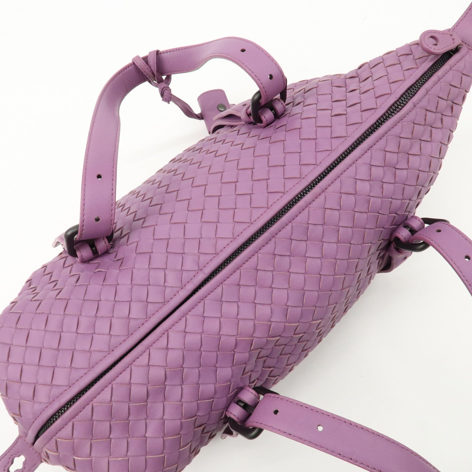 BOTTEGA VENETA Intrecciato Leather Hand Bag Shoulder Bag Purple Used