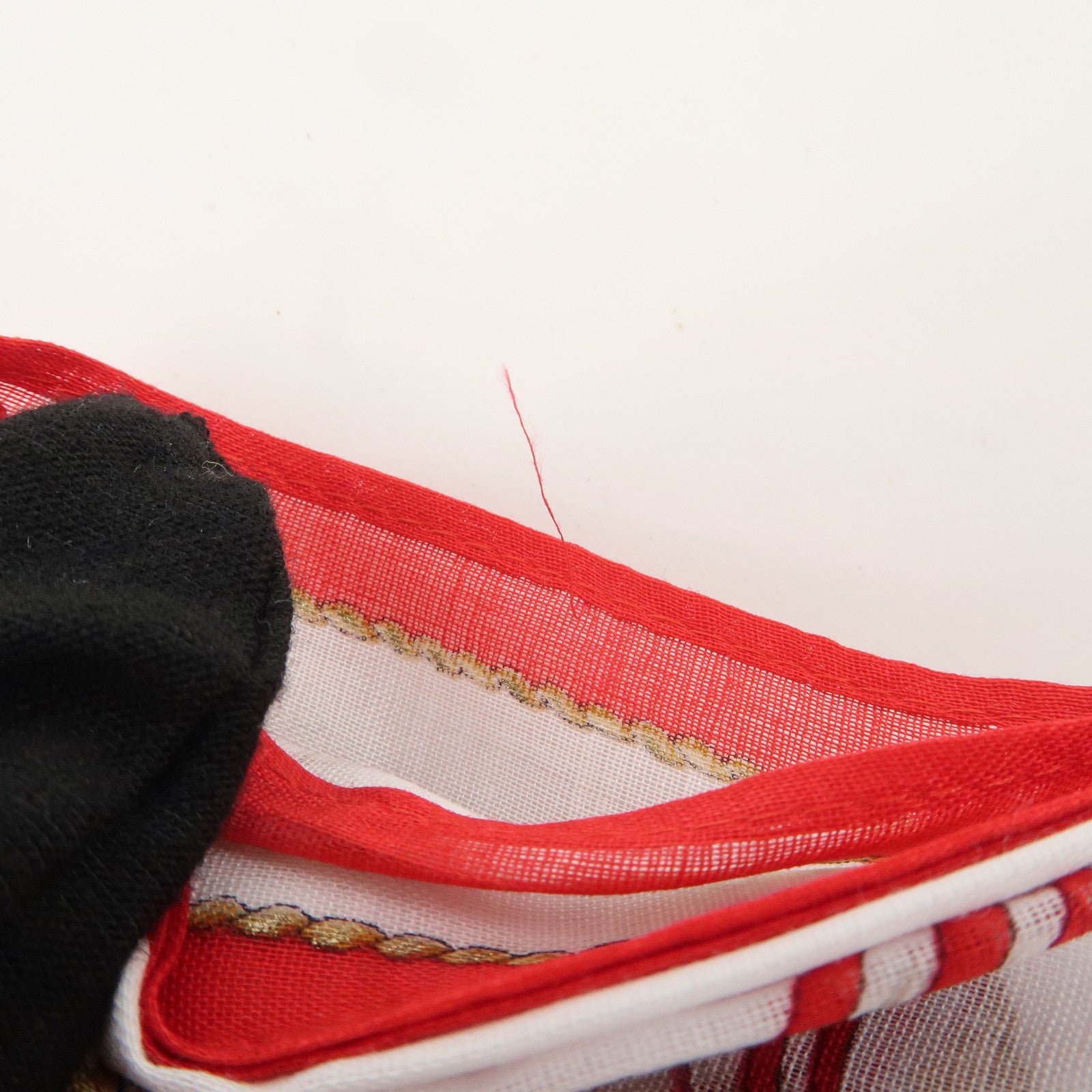 FENDI Set of 5 Cotton 100% Handkerchief White Navy Red Black Used