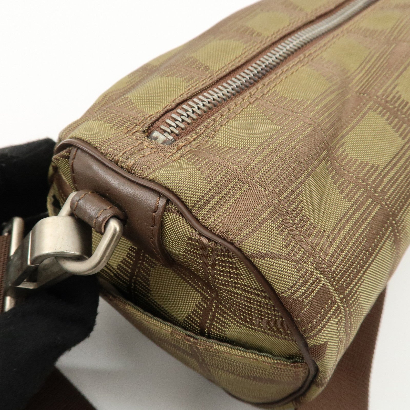 CHANEL New Travel Line Nylon Jacquard Leather Shoulder Bag A17669 Used