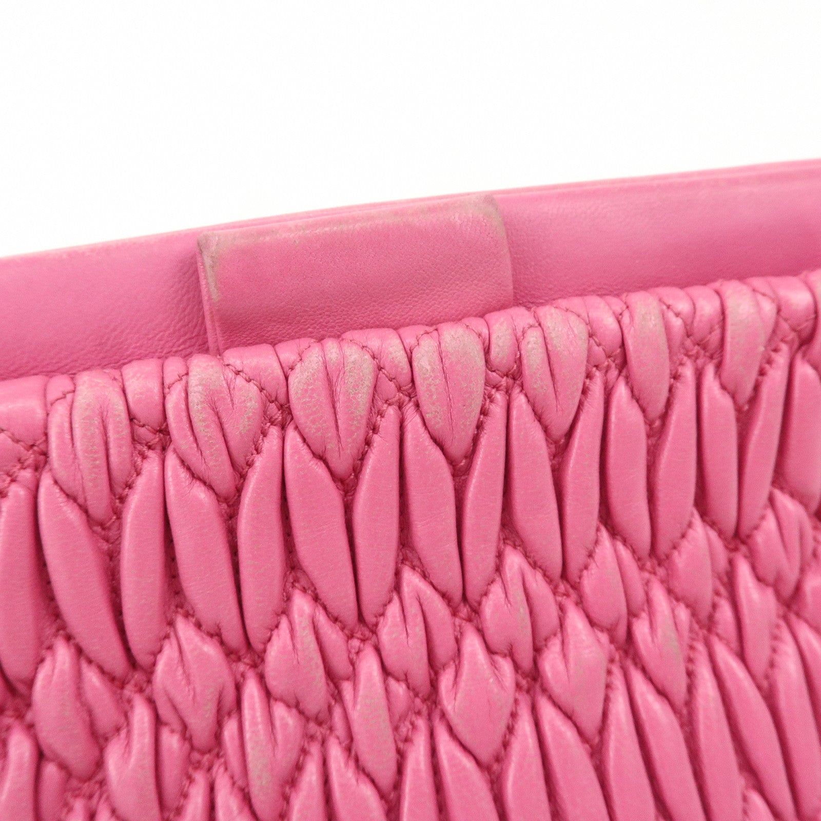 MIU MIU Matelasse Leather Bijou Shoulder Bag Hand Bag Pink Used
