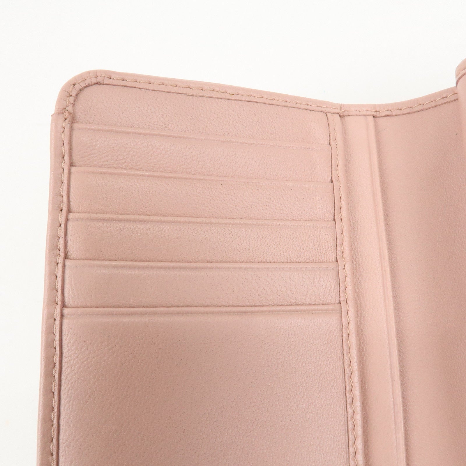 MIU MIU Matelasse Leather Tri-fold Wallet Pink Used