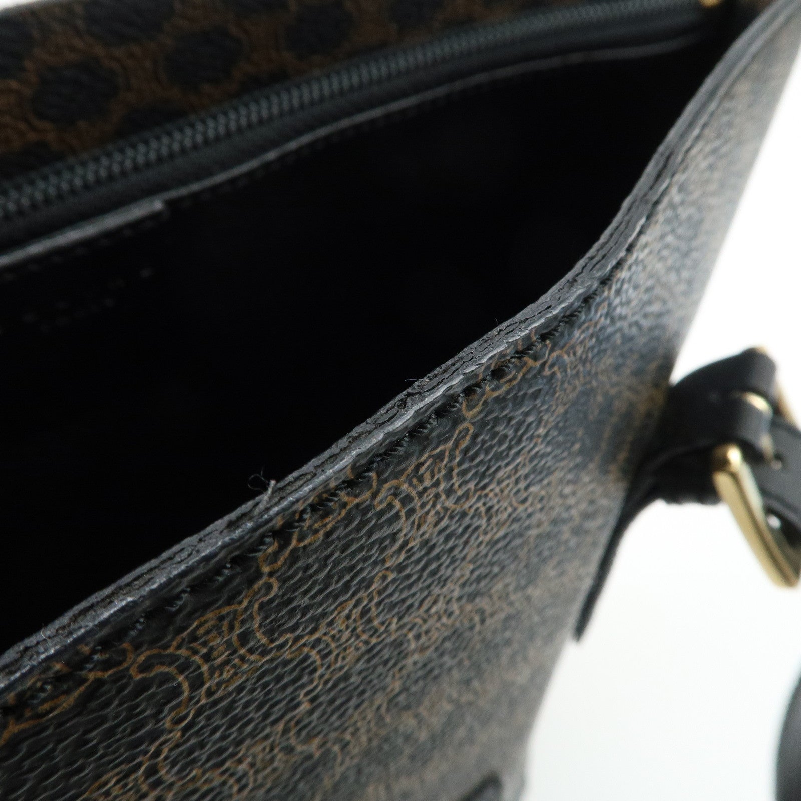 CELINE Macadam PVC Leather Tote Bag Shoulder Bag Brown Black Used