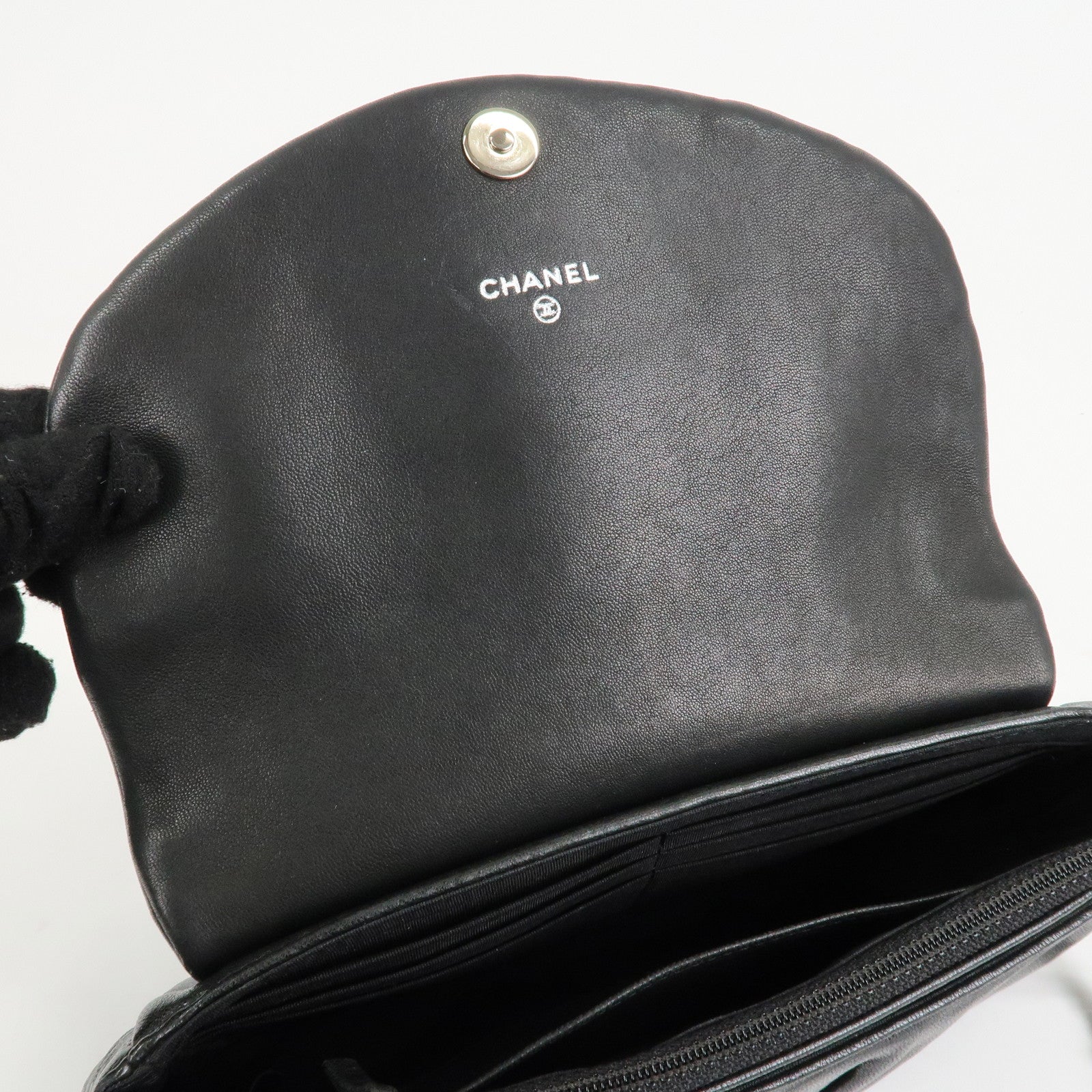 CHANEL COCO Mark Lamb Skin Half Moon Chain Shoulder Bag A40033 Used