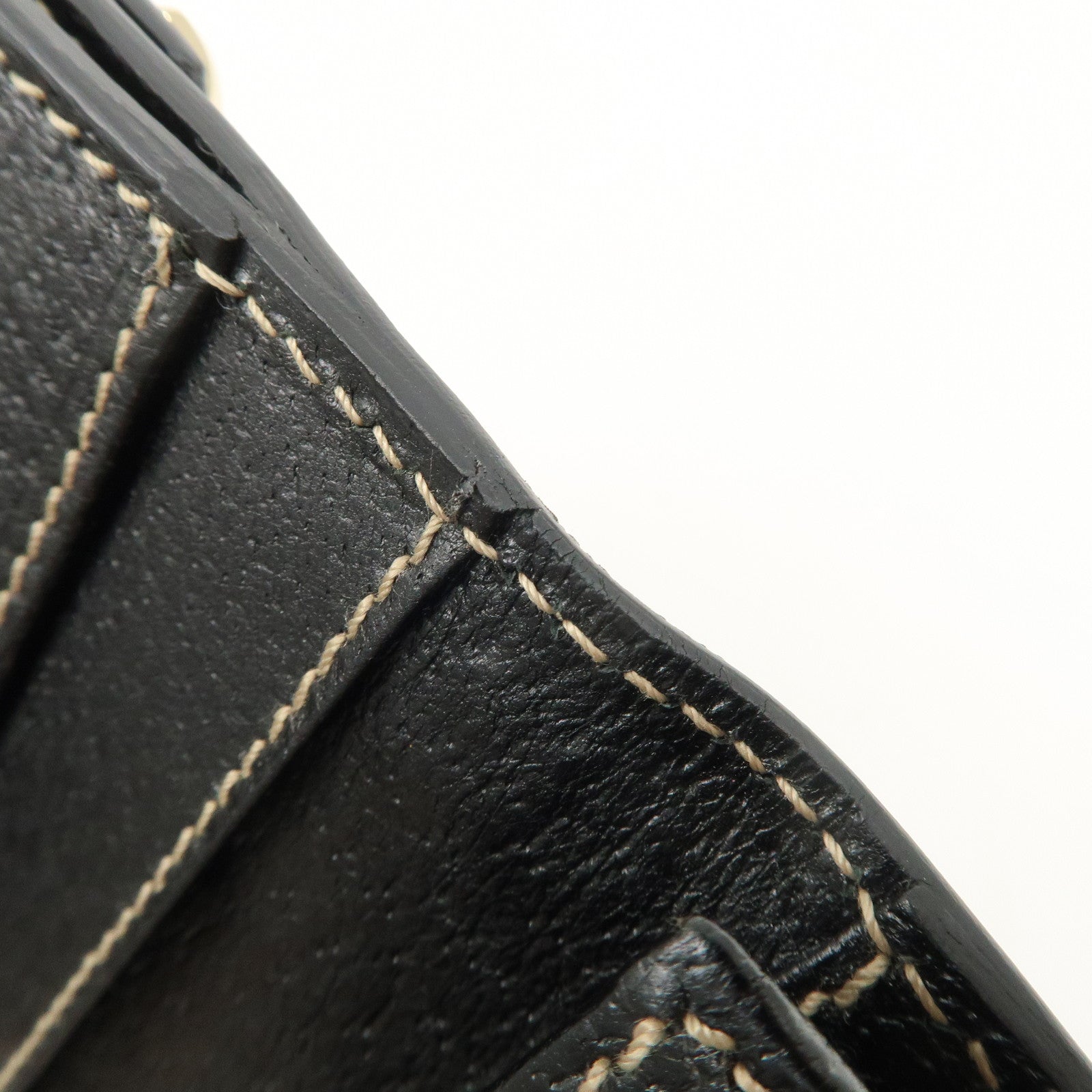 GUCCI Charmy Nylon Leather W Hook Long Wallet Black 153211 Used