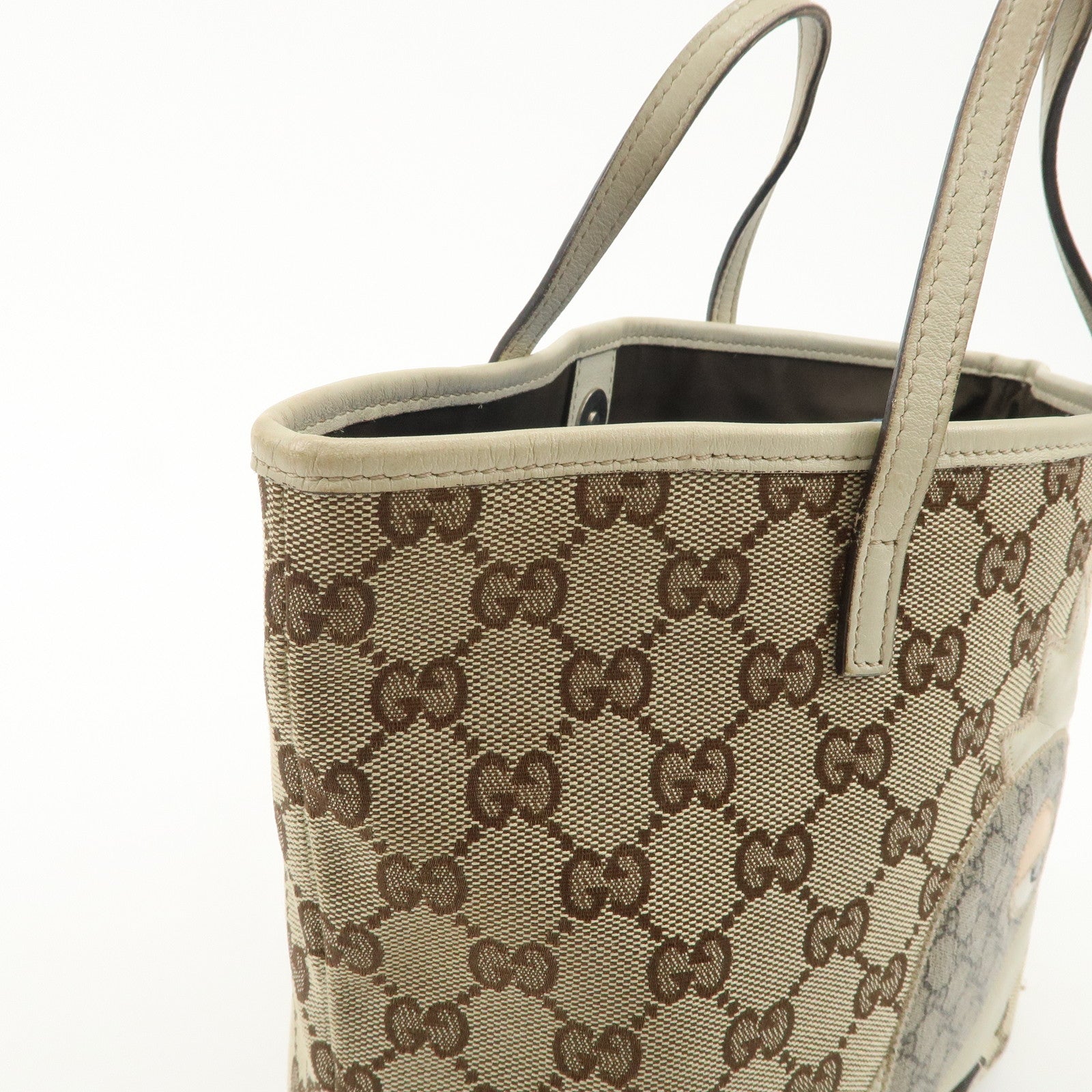 GUCCI Children's ZOO GG Canvas Leather Papagallo Tote Bag 271101 Used