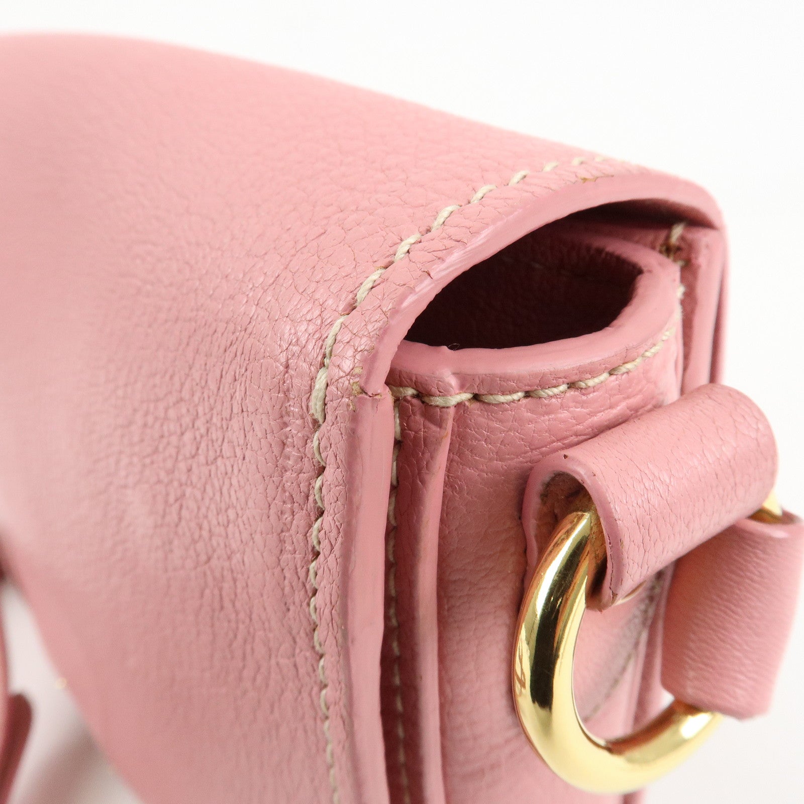 MIU MIU Leather Shoulder Bag Pink RTC460 Used