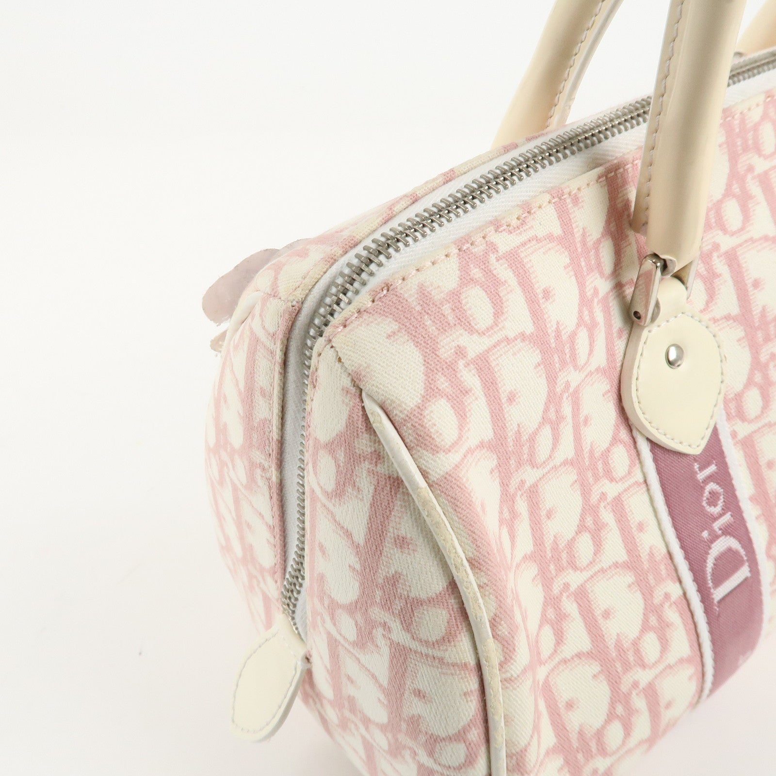 Christian Dior Trotter PVC Patent Leather Rhine Stone Boston Bag Used