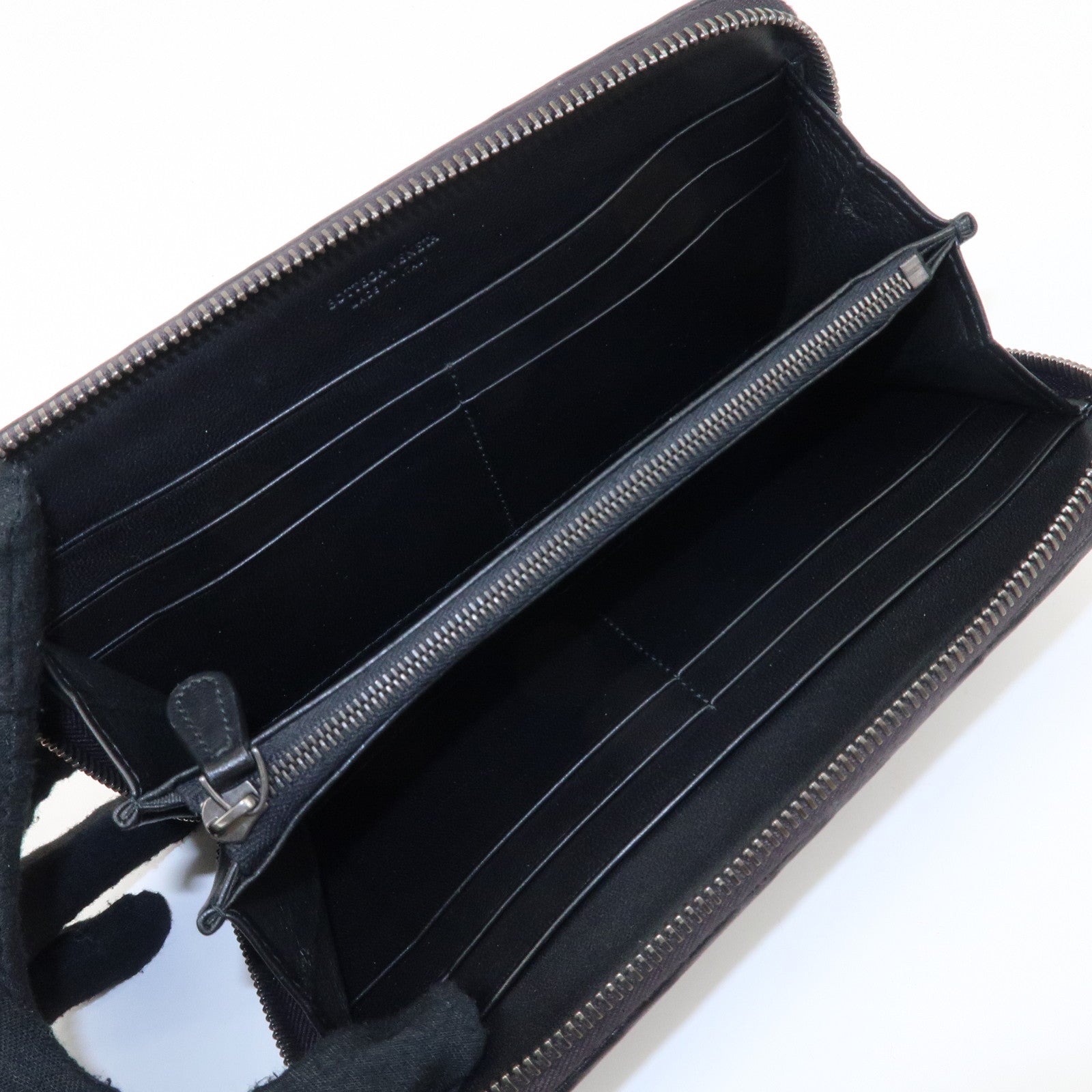 BOTTEGA VENETA Intrecciato Leather Round Zipper Long Wallet 114076 Used