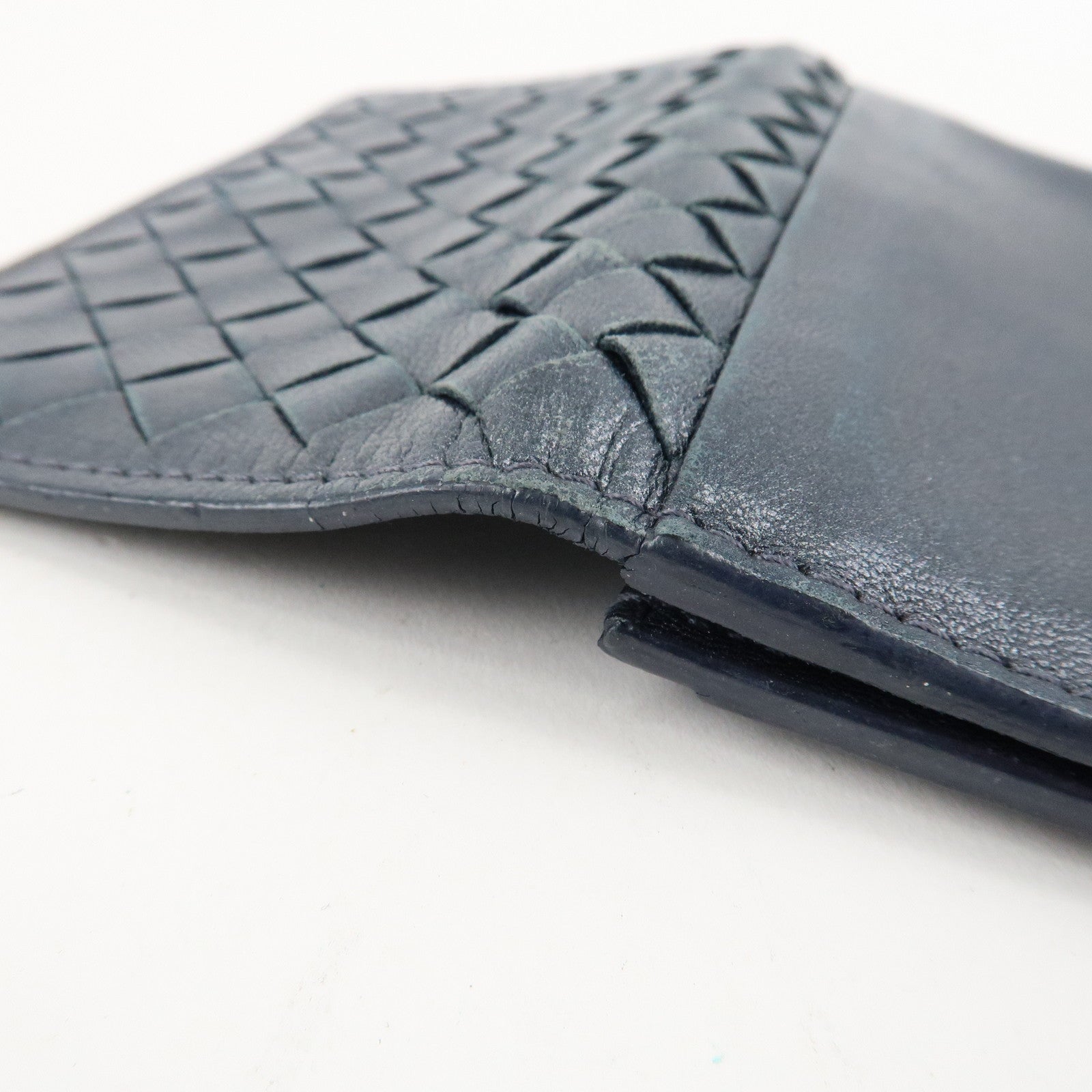 BOTTEGA VENETA Intrecciato Leather Card Case Gray 133945 Used