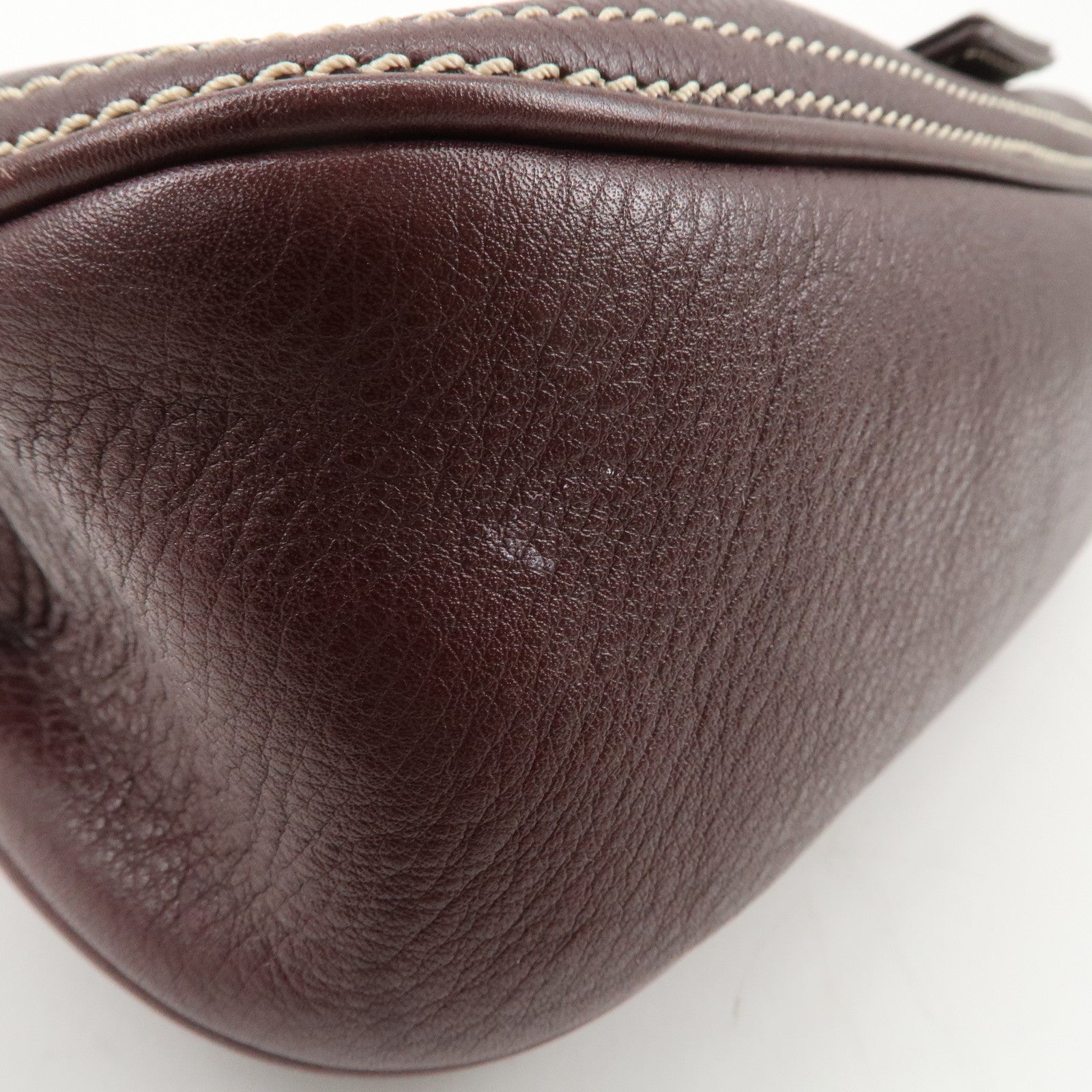 CELINE Leather Shoulder Bag Hand Bag Brown Gold Hardware Used