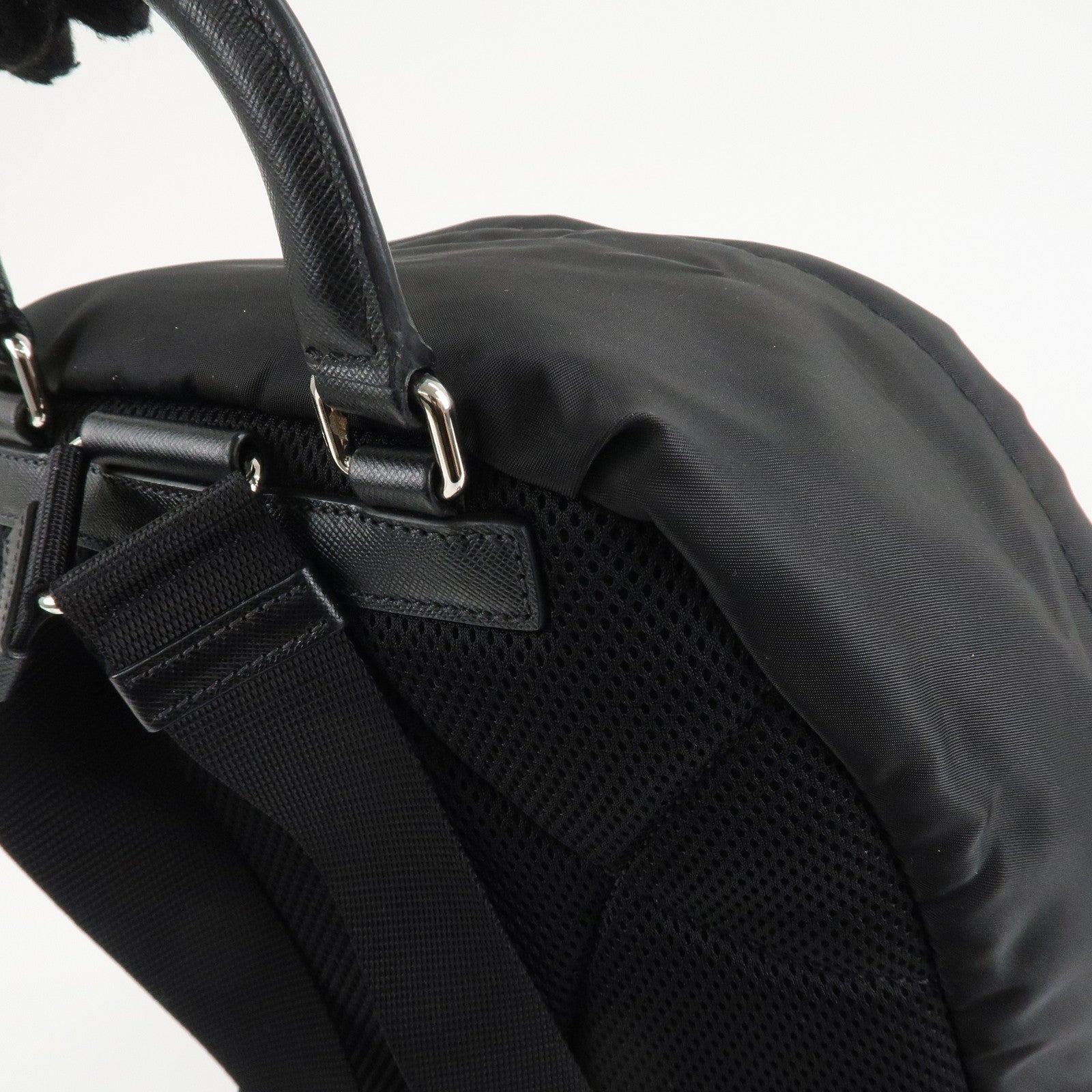 PRADA Leopard Nylon Leather Rucksack Black Brown 1BZ001 Used