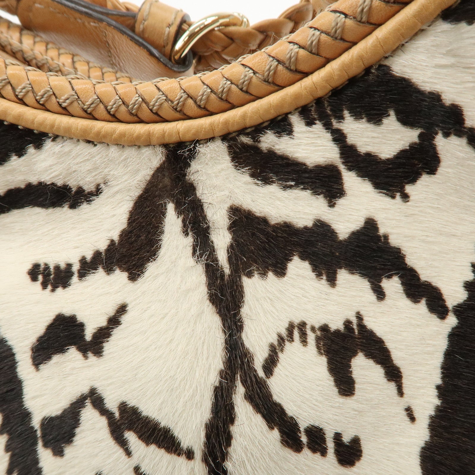 GUCCI Haraco Leather One Shoulder Bag Zebra 257026 Used
