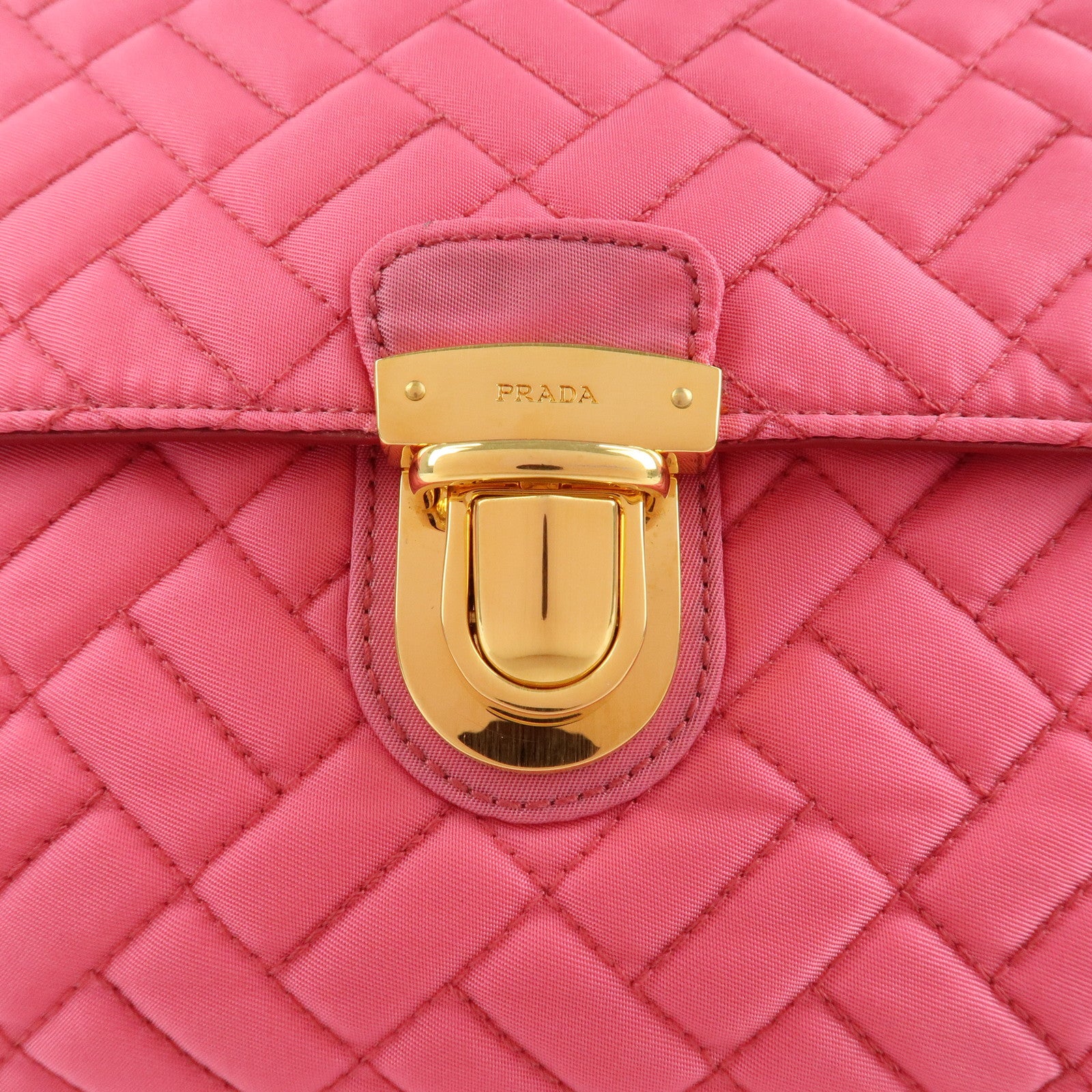 PRADA Nylon Leather Chain Shoulder Bag Pink BR4965 Used