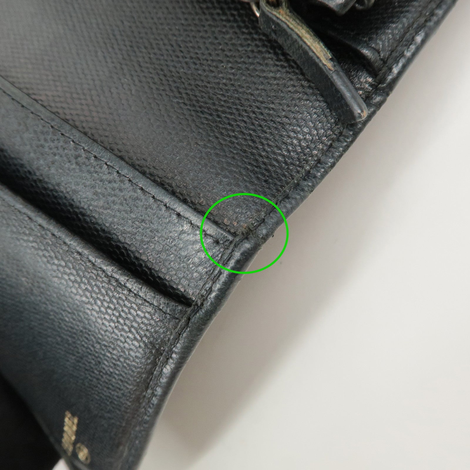 CHANEL COCO Button Leather Bi-Fold Long Wallet Black Used