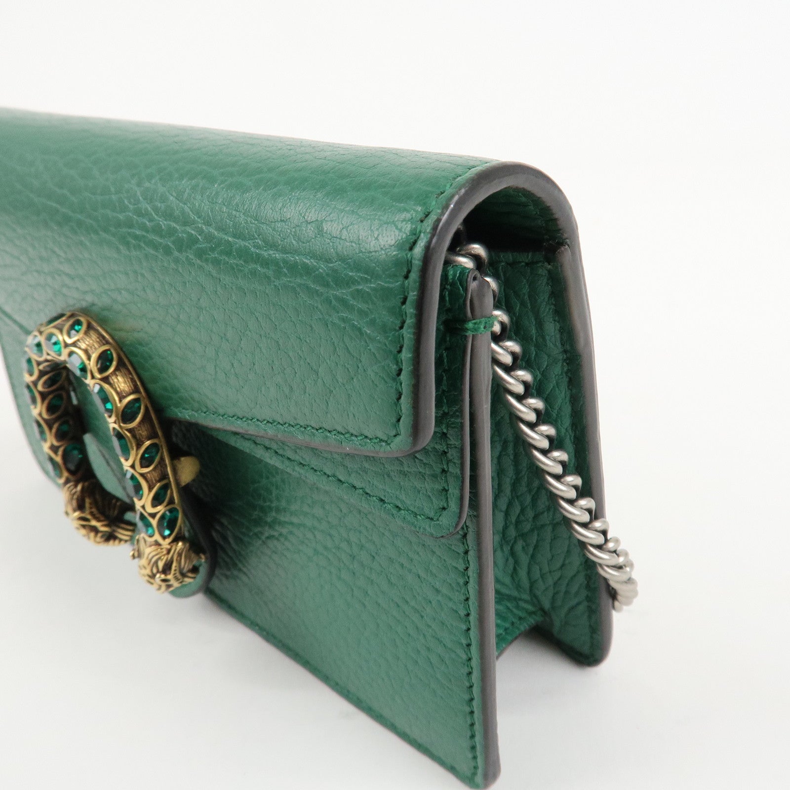 GUCCI Dionysus Leather Chain Shoulder Bag Green 476432 Used