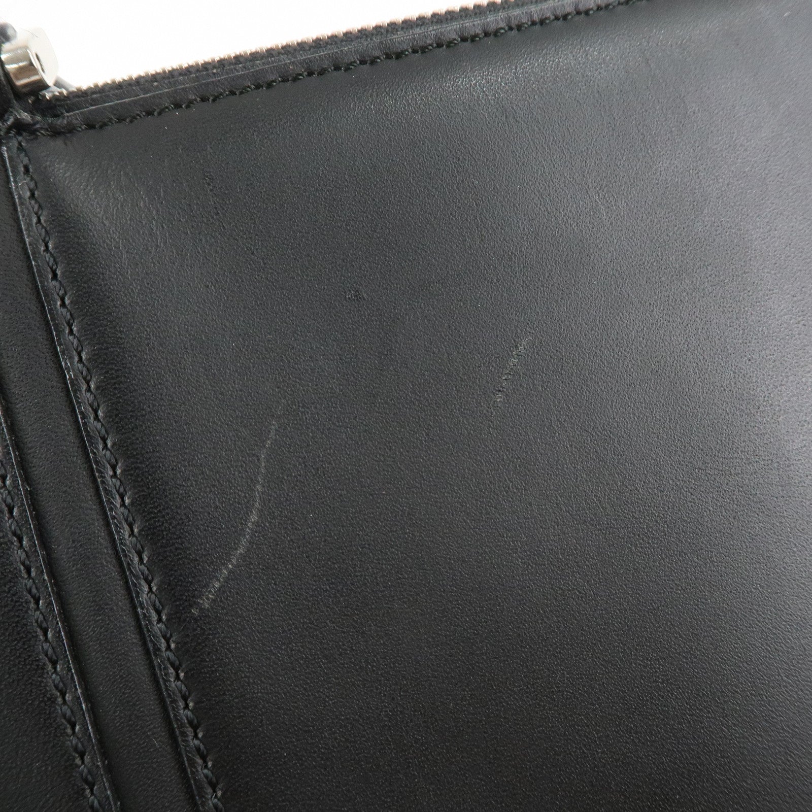 BURBERRY Leather Tote Bag Hand Bag Black Silver Hardware Used