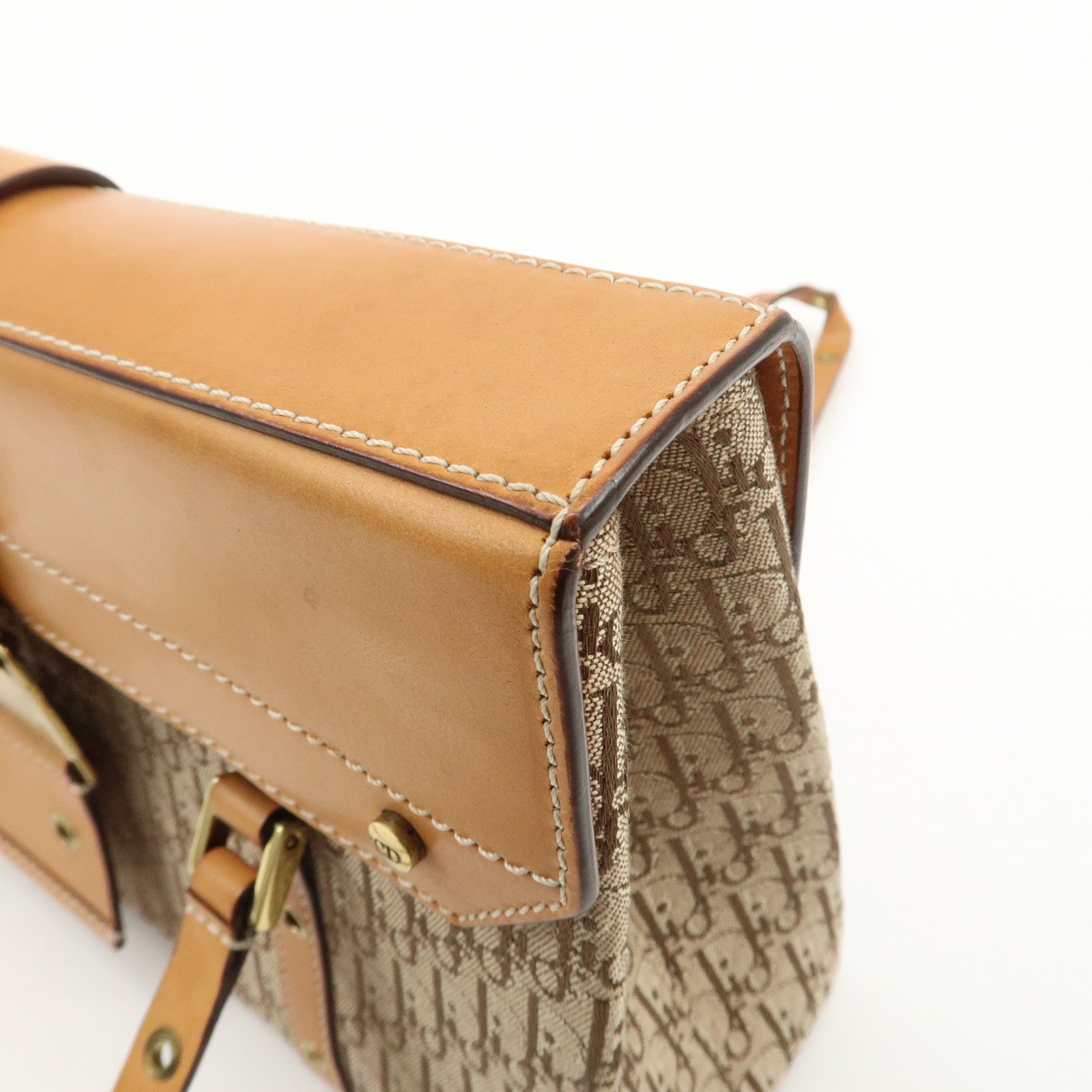 Christian Dior Trotter Street Chic Canvas Leather Shoulder Bag Used