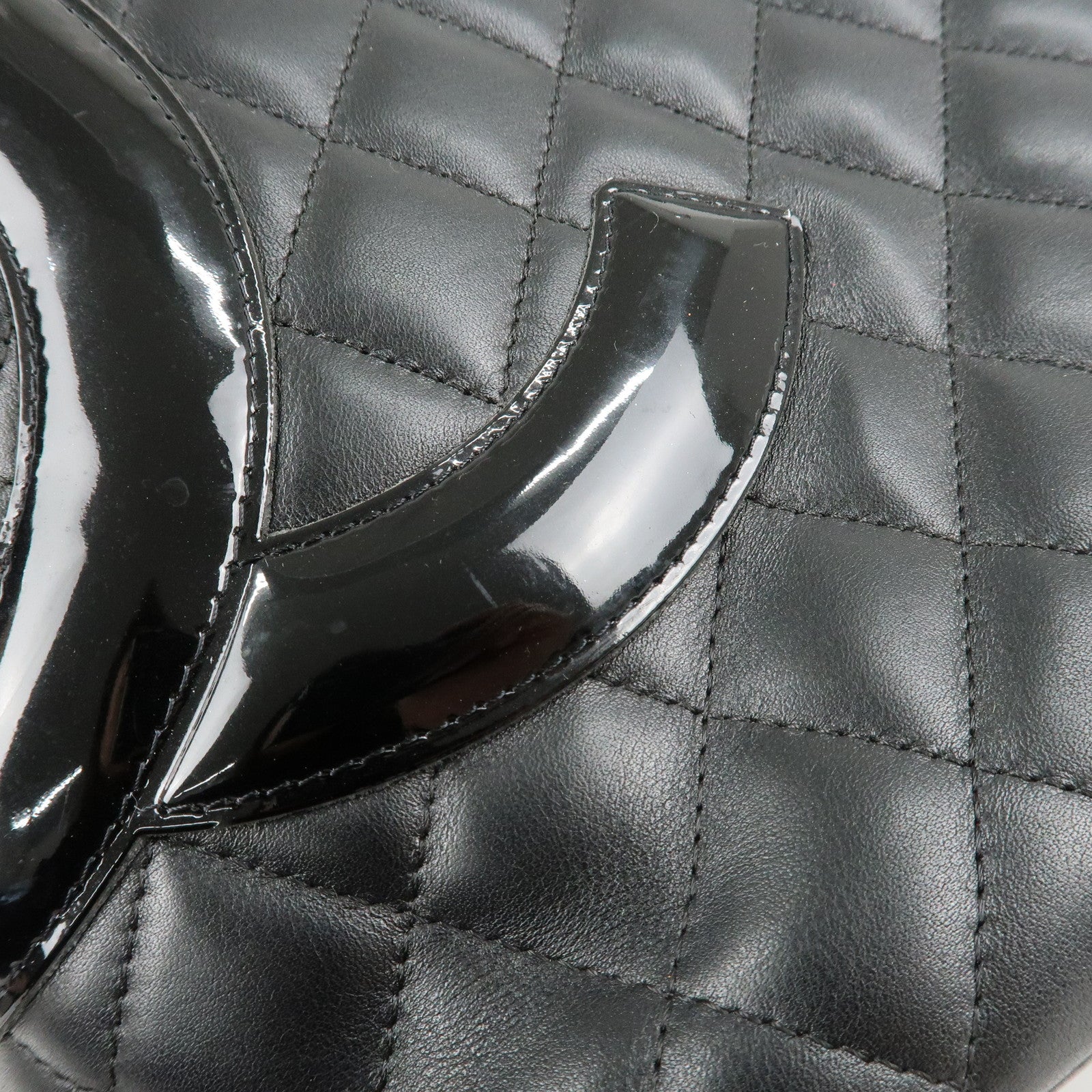 CHANEL Cambon Line Lamb Skin COCO Mark Large Tote Bag A25169 Used