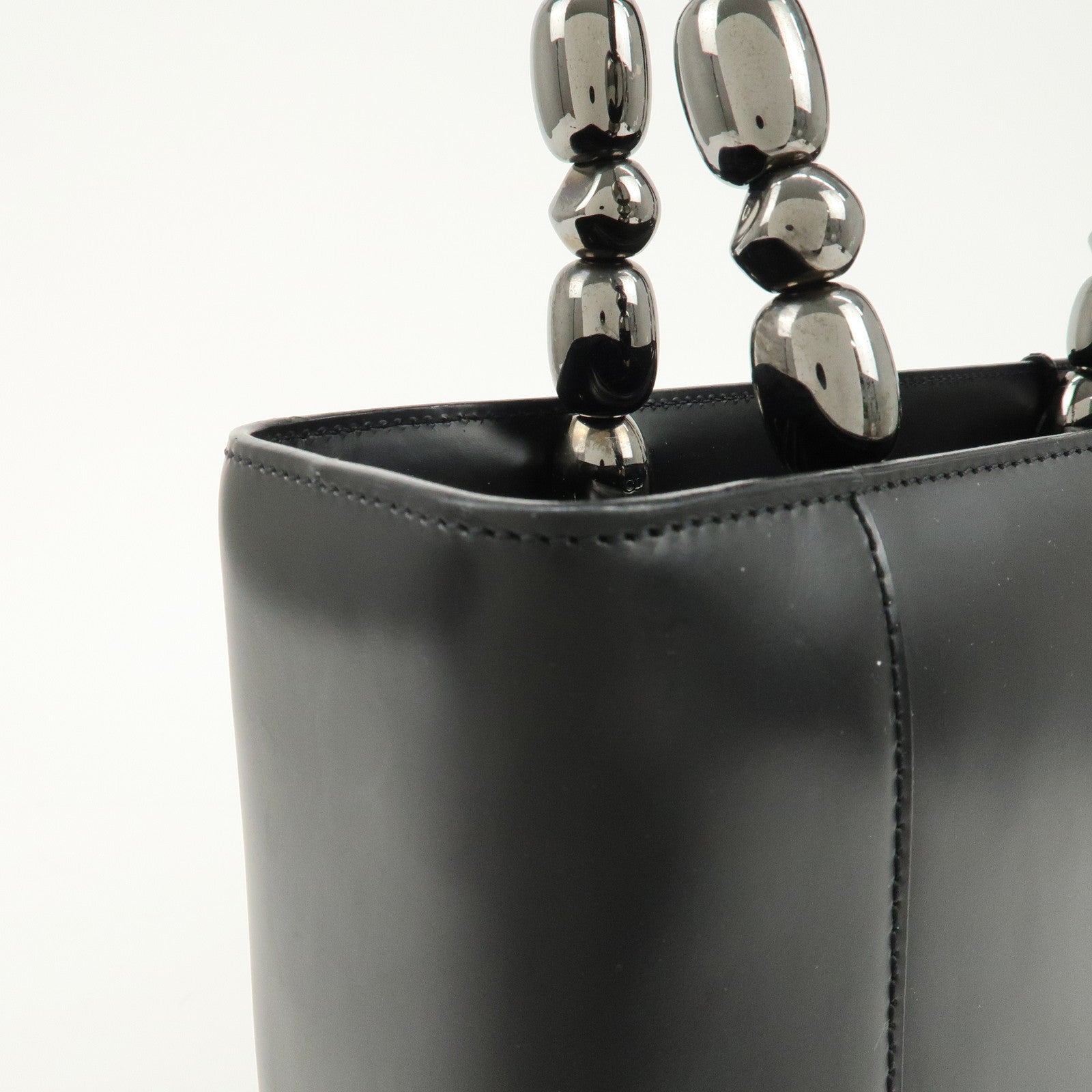 Christian Dior Maris Pearl Leather 2way Bag Hand Bag Black Used