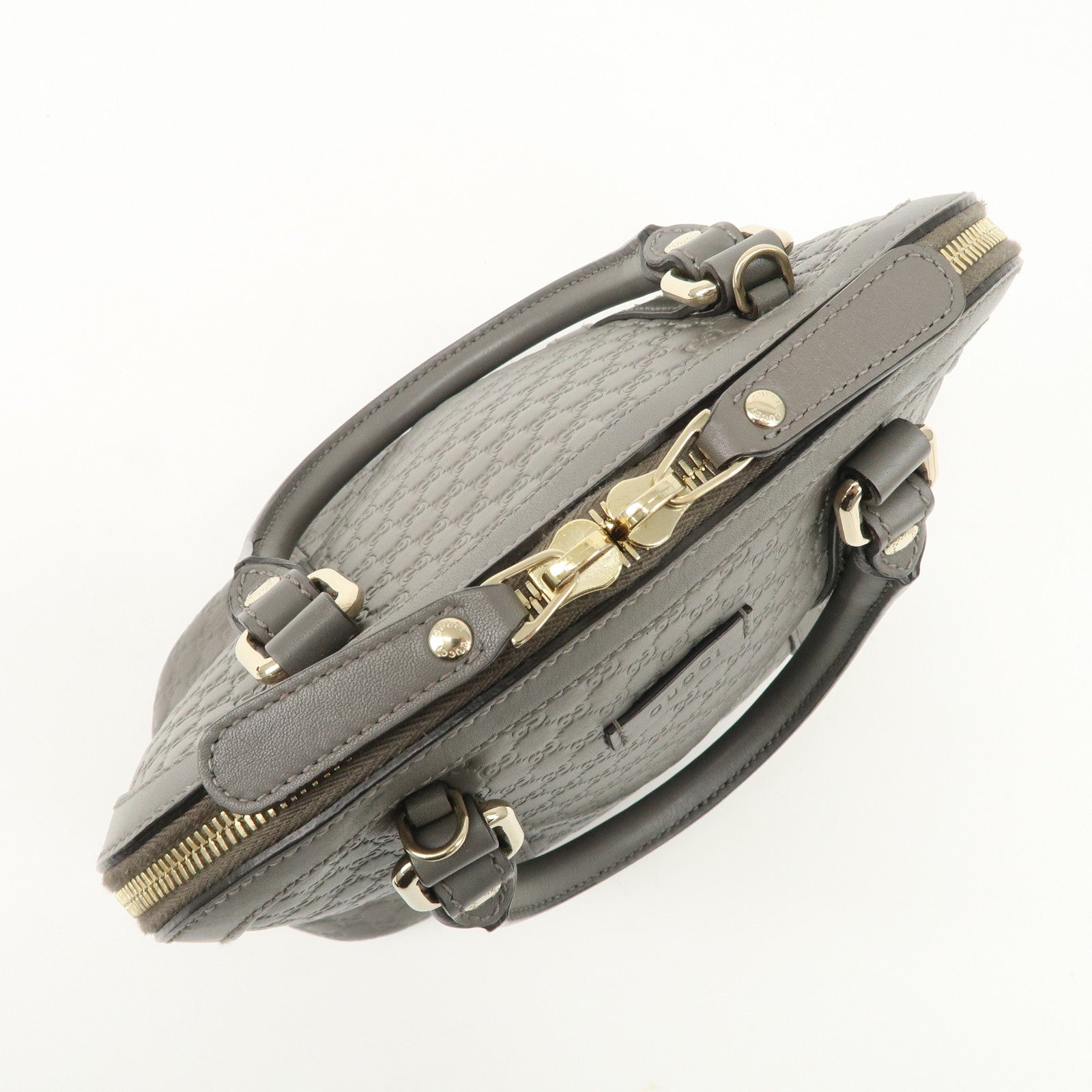 GUCCI Micro Guccissima Leather 2WAY Bag Hand Bag Gray 449654 Used