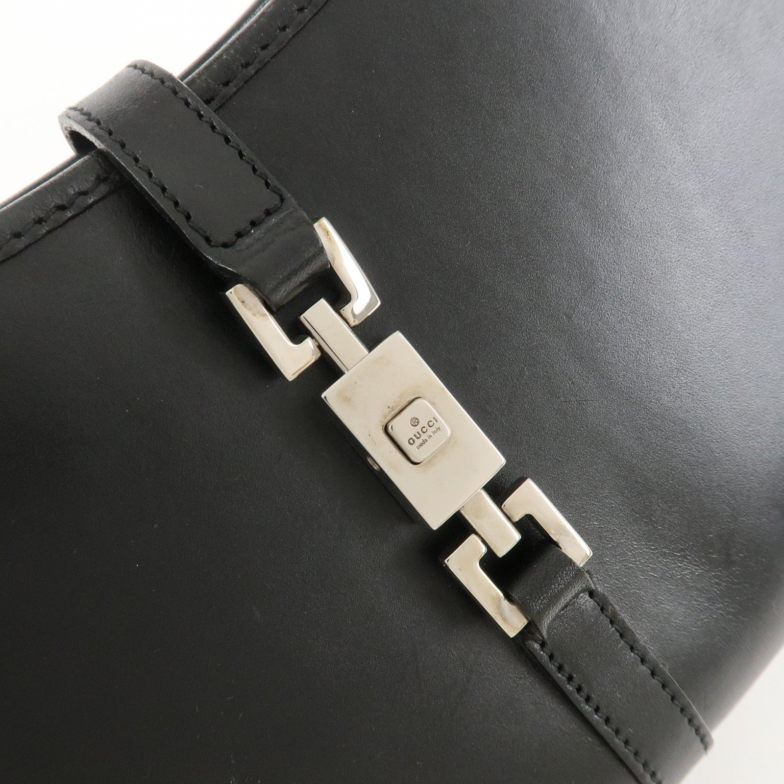 GUCCI Jackie Leather Shoulder Bag Black 002.1068 Used