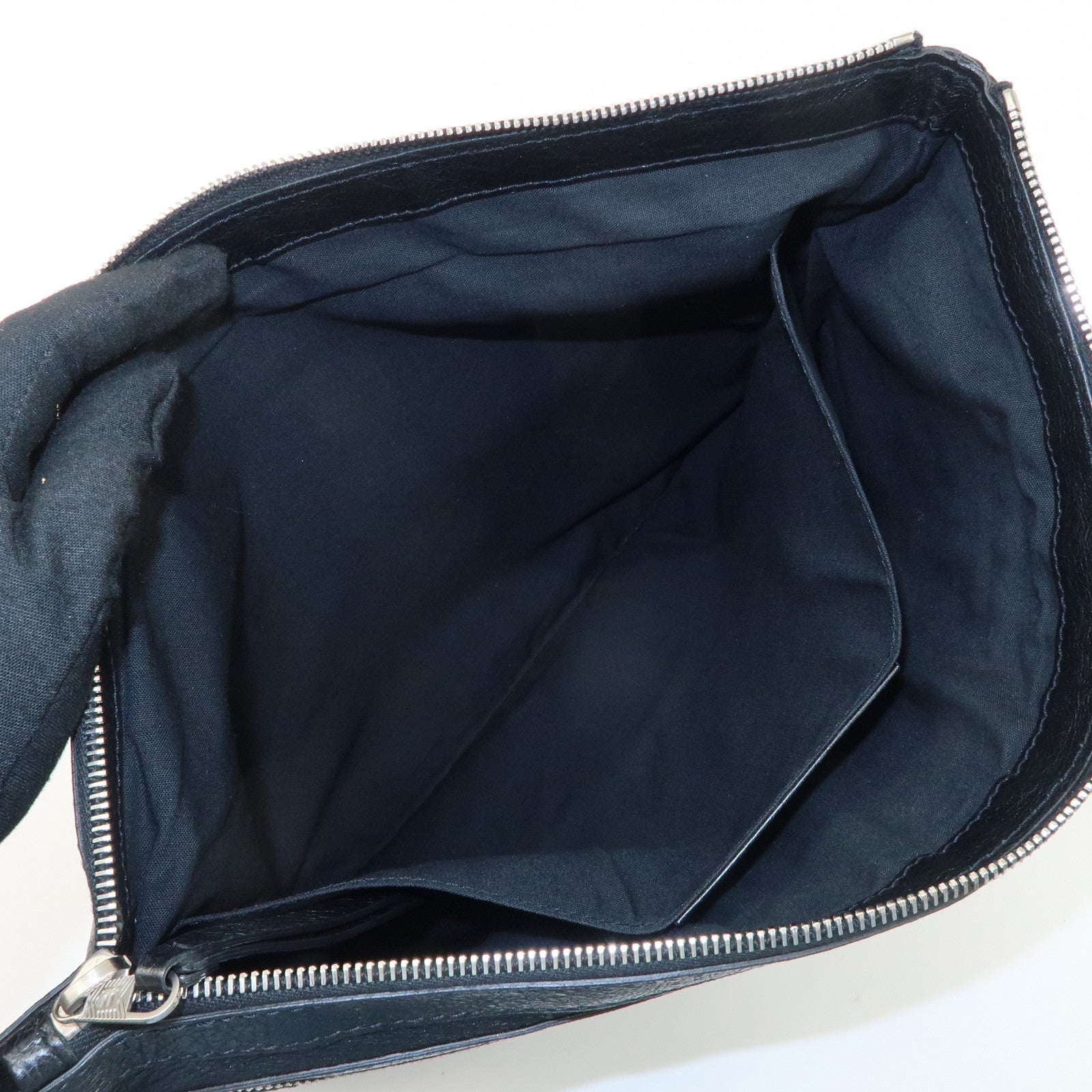 BALENCIAGA Leather Classic Clip L Clutch Bag Black 273023 Used